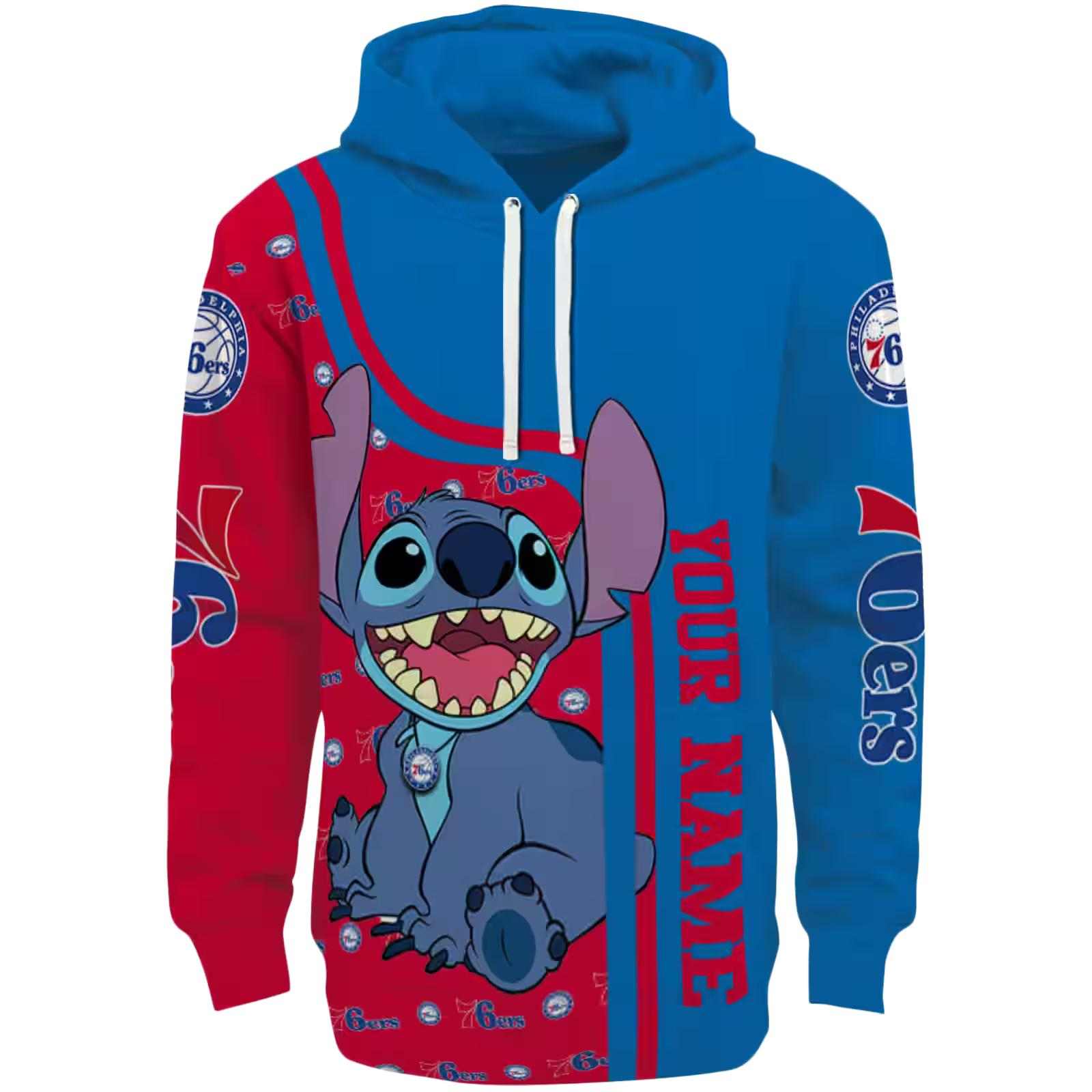 Customized Philadelphia 76ers Stitch Blue Hoodie