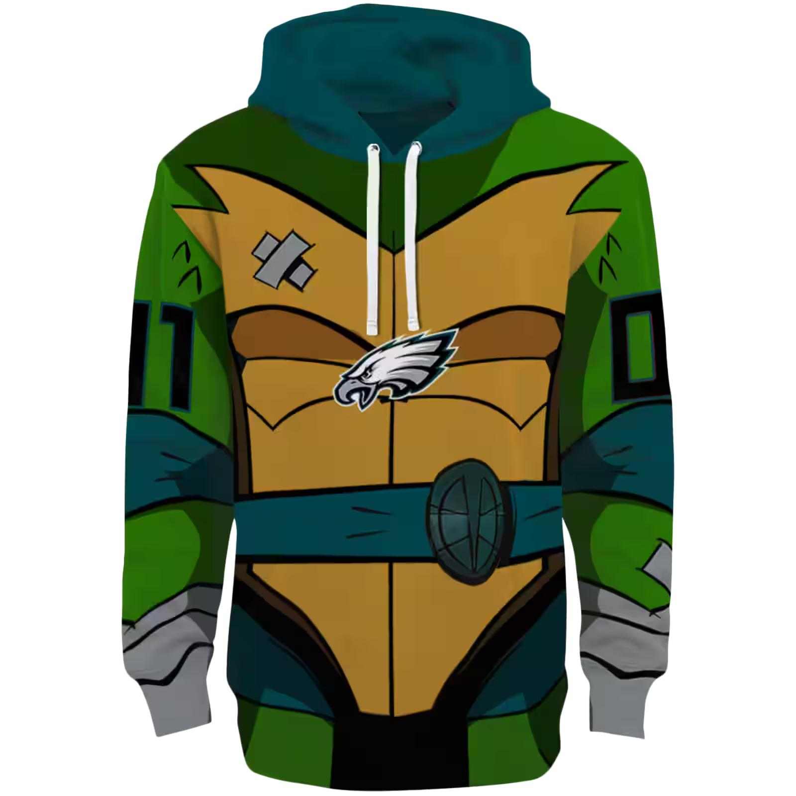 Customized Philadelphia Eagles Superhero Armor Green Hoodie