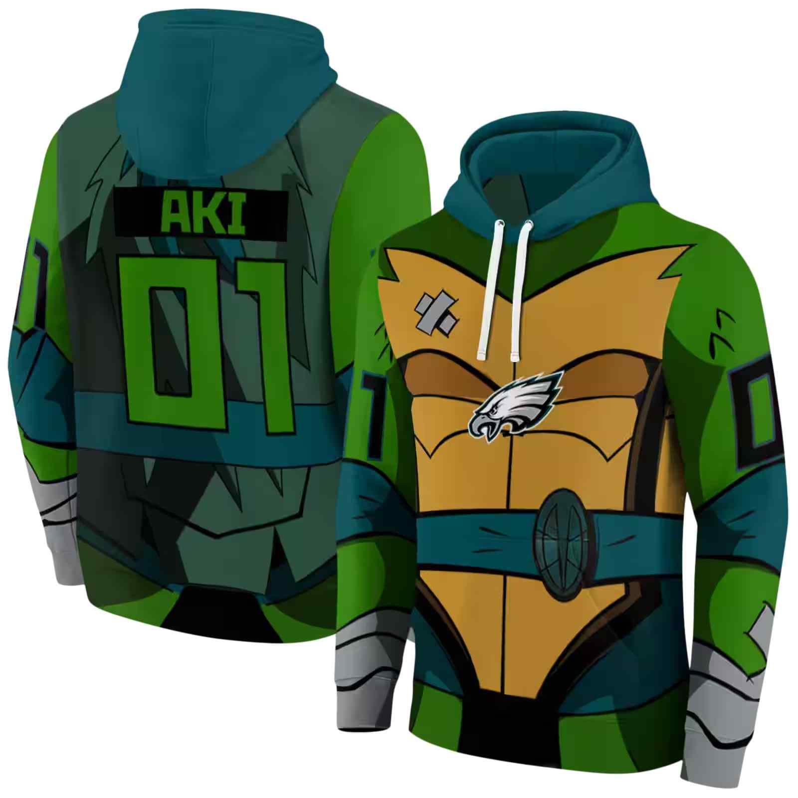 customized philadelphia eagles superhero armor green hoodie fashion forward