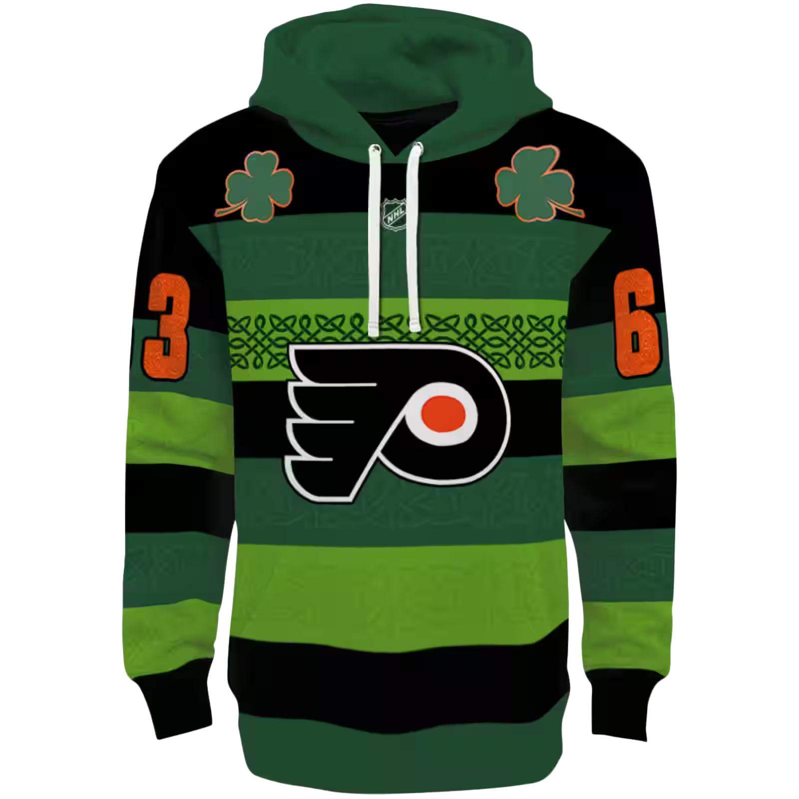 Customized Philadelphia Flyers Celtic Patterns Green Hoodie