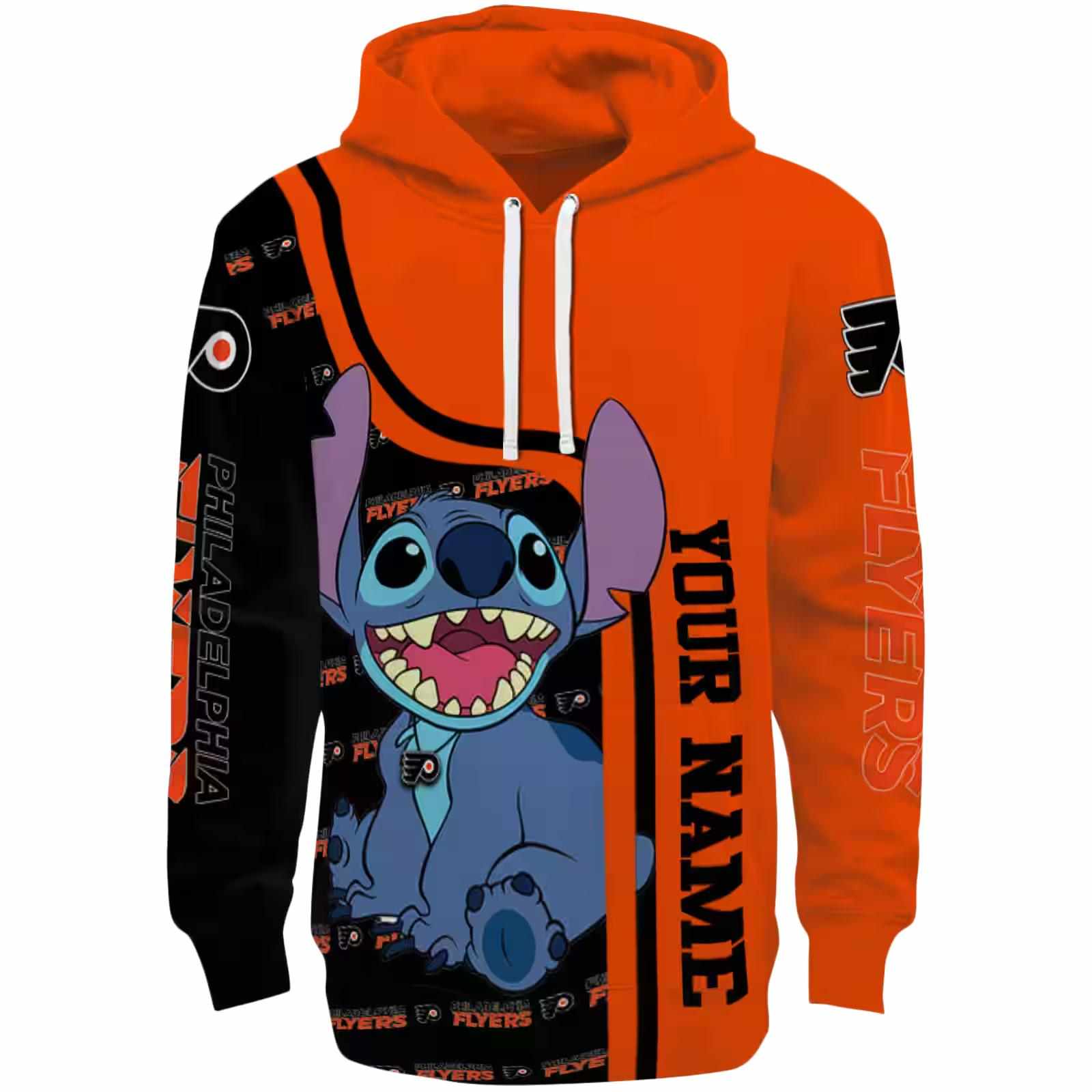 Customized Philadelphia Flyers Stitch Orange Hoodie