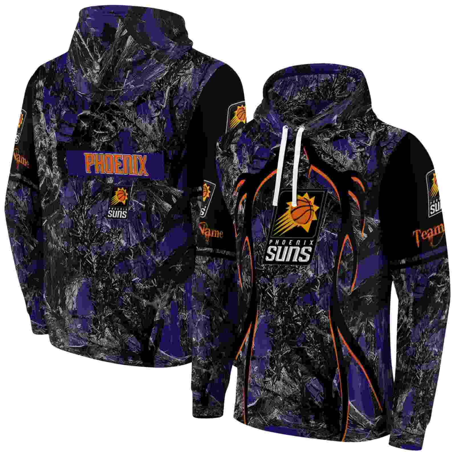 customized phoenix suns hunting theme purple black hoodie fashion forward