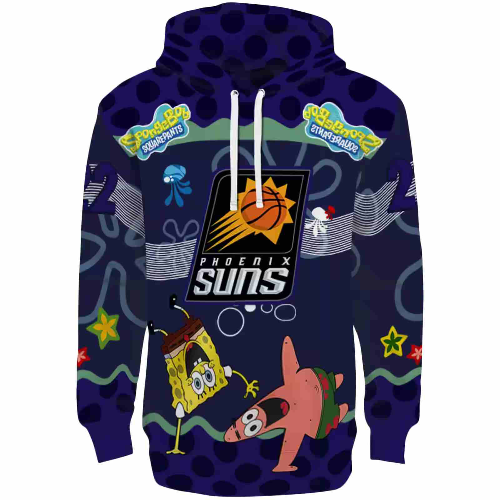 Customized Phoenix Suns Spongebob Patrick Star Purple Navy Hoodie