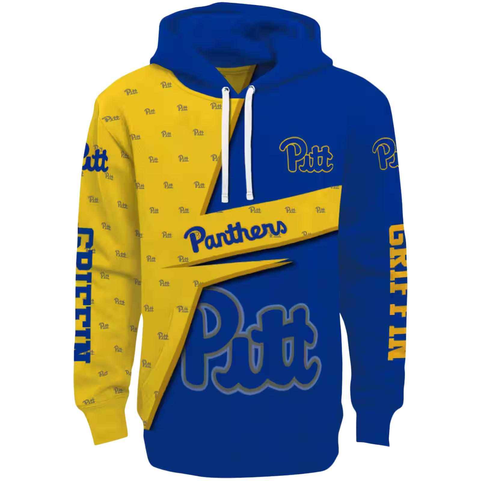 Customized Pittsburgh Panthers Abstract Shape Royal Blue Hoodie