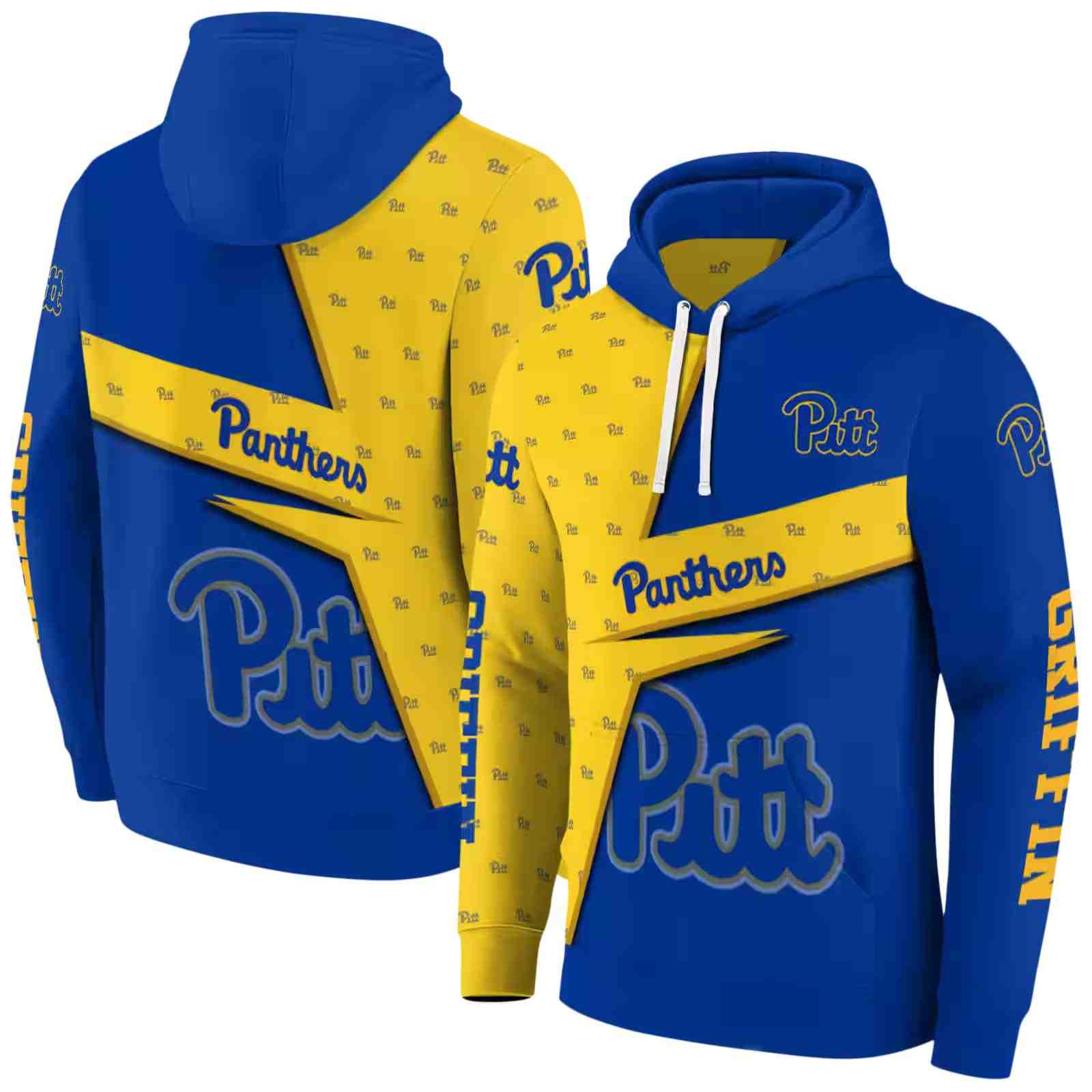 customized pittsburgh panthers abstract shape royal blue hoodie fashion forward