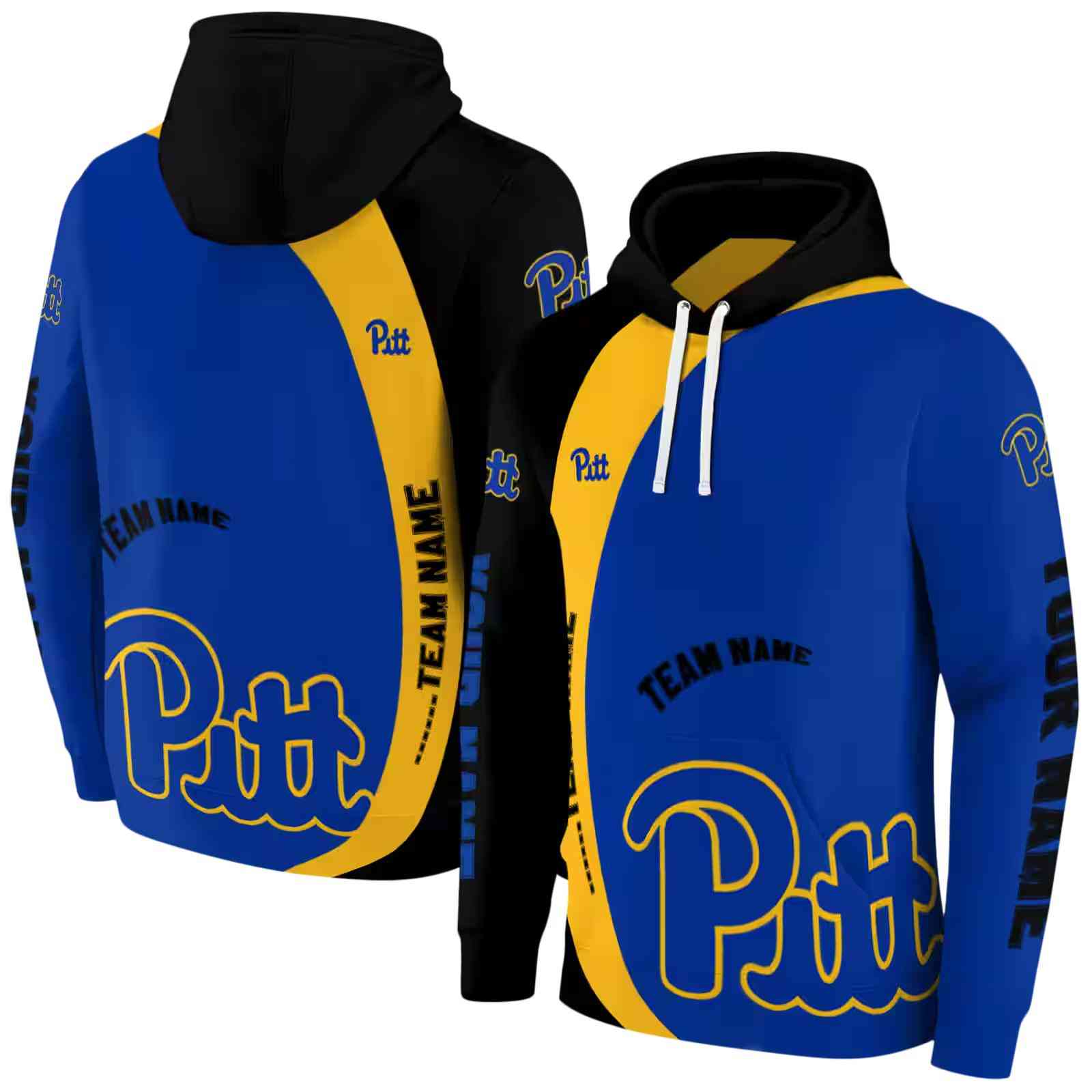customized pittsburgh panthers minimalist design royal blue black hoodie fashion forward