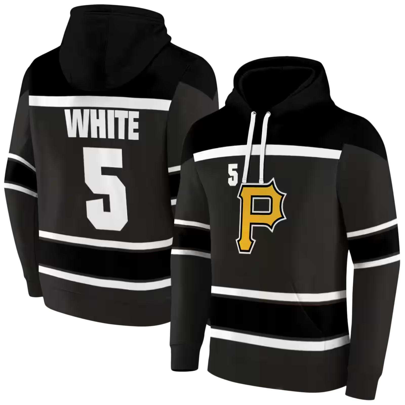 customized pittsburgh pirates striped pattern black hoodie fashion forward