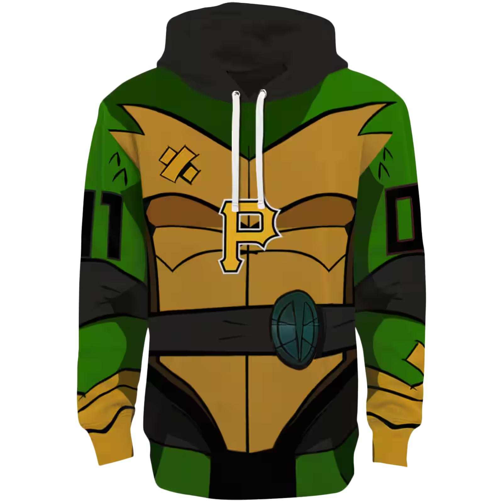 Customized Pittsburgh Pirates Superhero Armor Black Green Hoodie