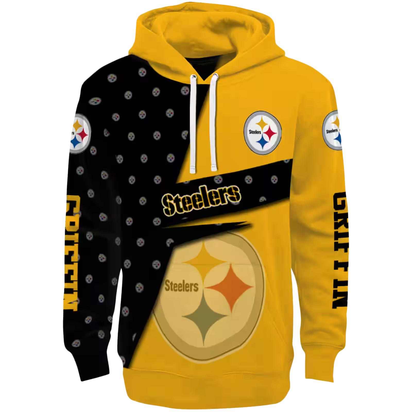 Customized Pittsburgh Steelers Abstract Shape Gold Hoodie