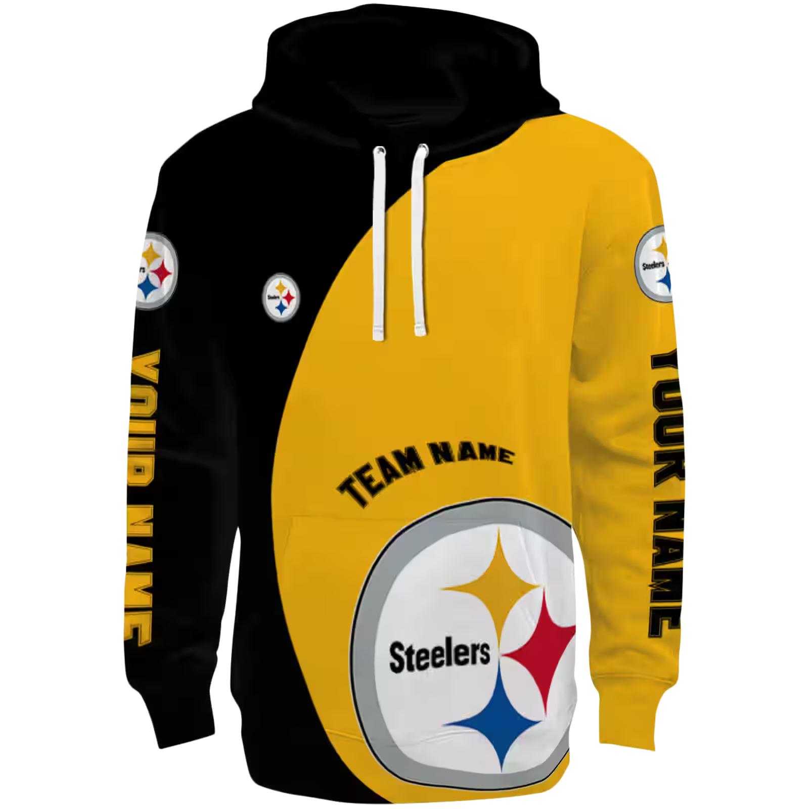 Customized Pittsburgh Steelers Minimalist Design Gold Black Hoodie