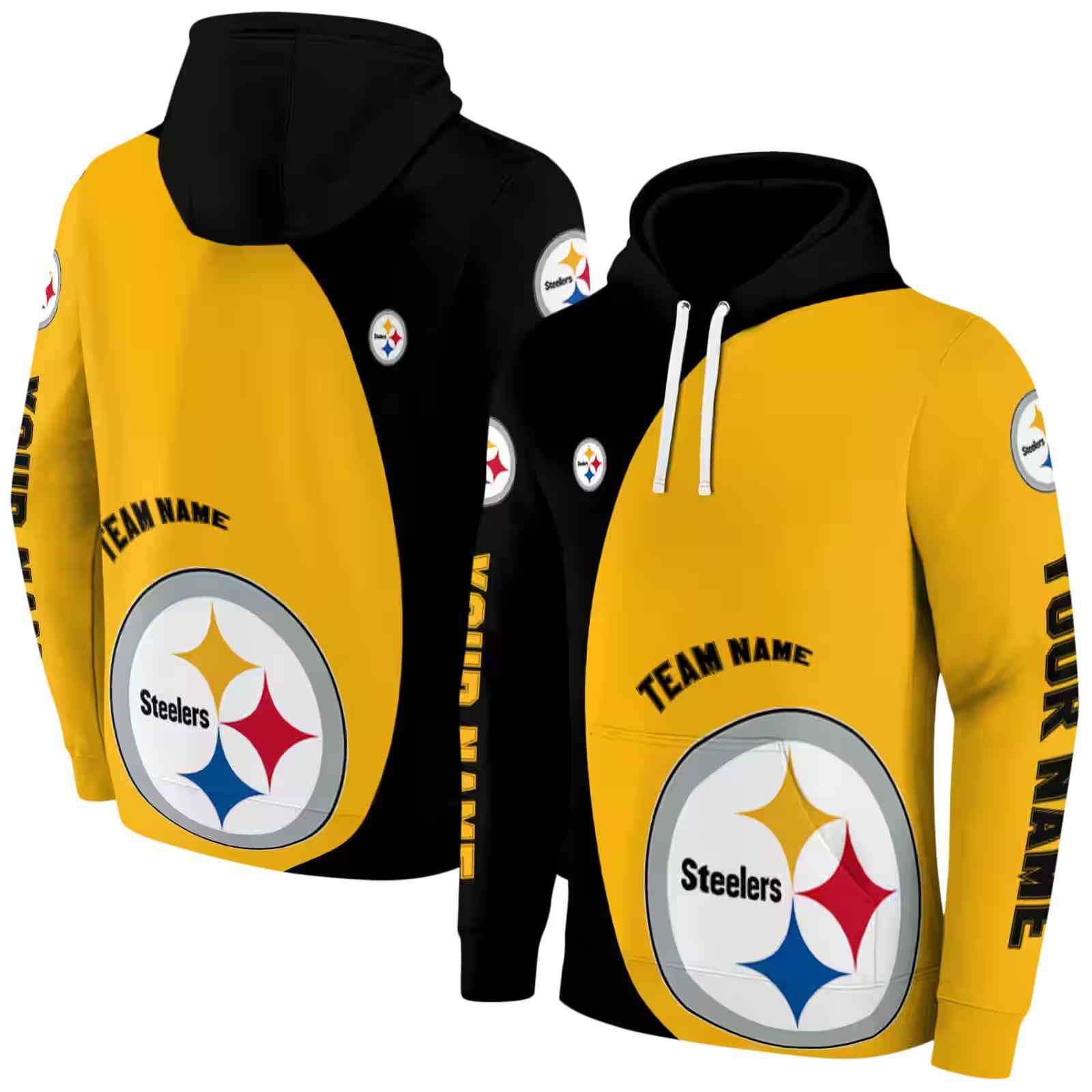 customized pittsburgh steelers minimalist design gold black hoodie fashion forward