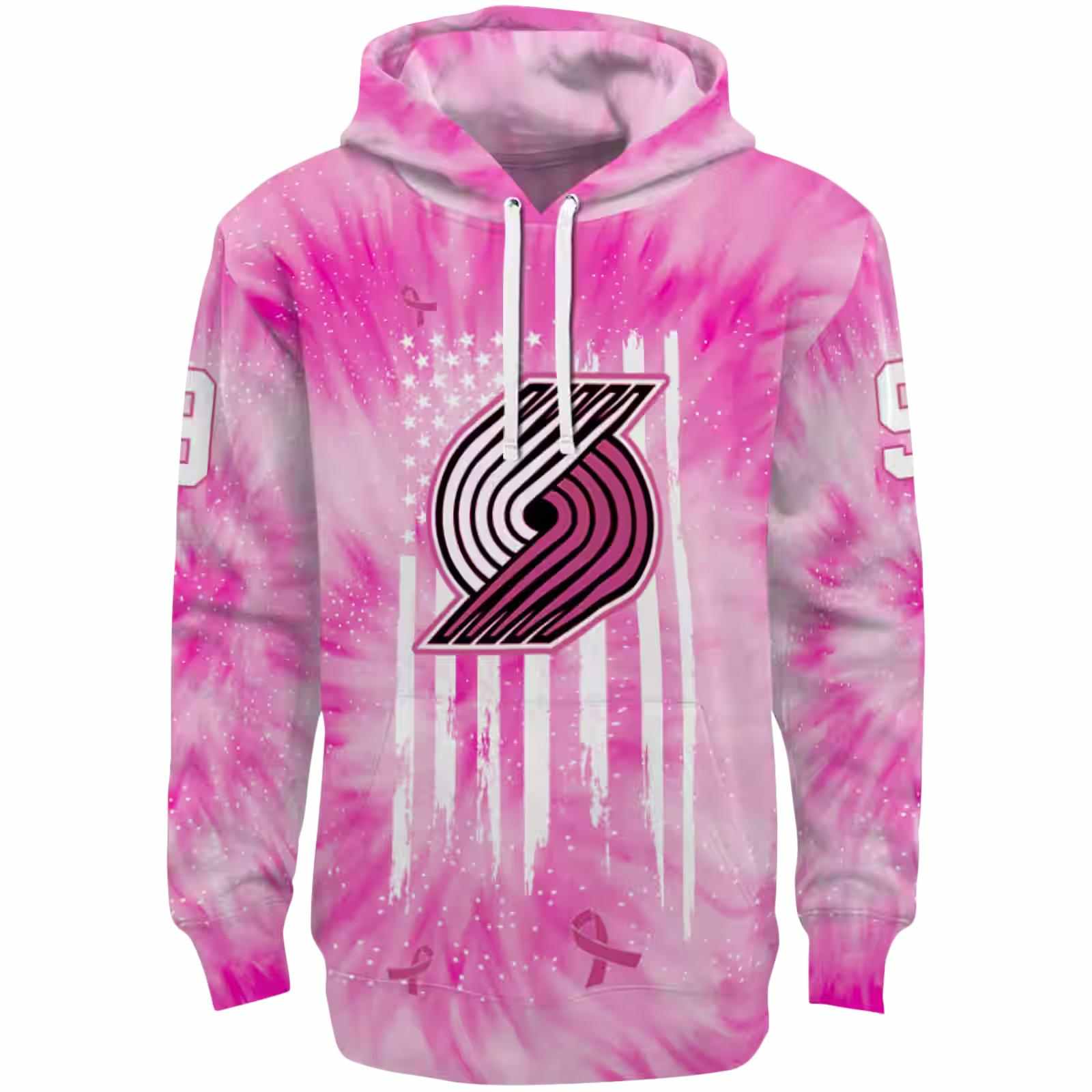 Customized Portland Trail Blazers Cancer Support Pink Hoodie