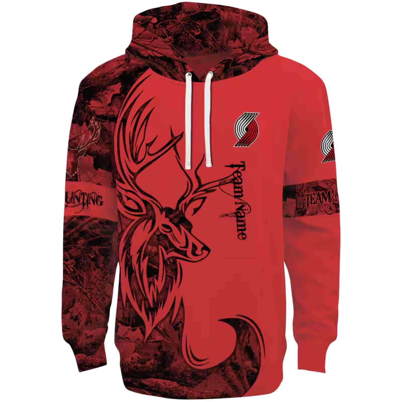 Customized Portland Trail Blazers Deer Silhouette Red Hoodie