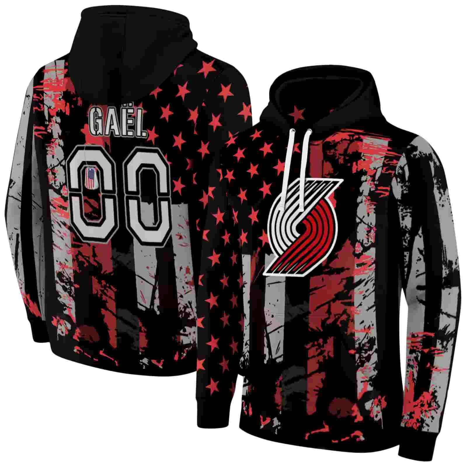 customized portland trail blazers distressed flag red black hoodie fashion forward