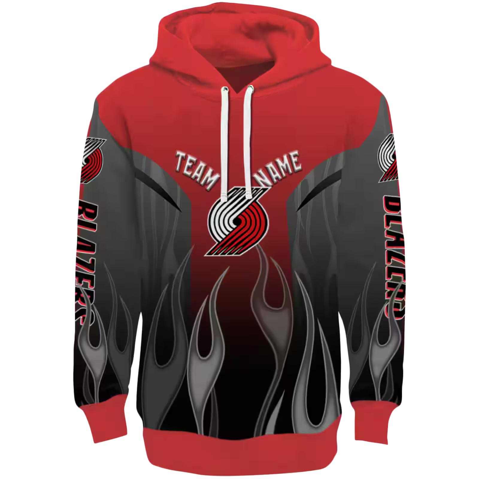 Customized Portland Trail Blazers Flame Design Red Hoodie