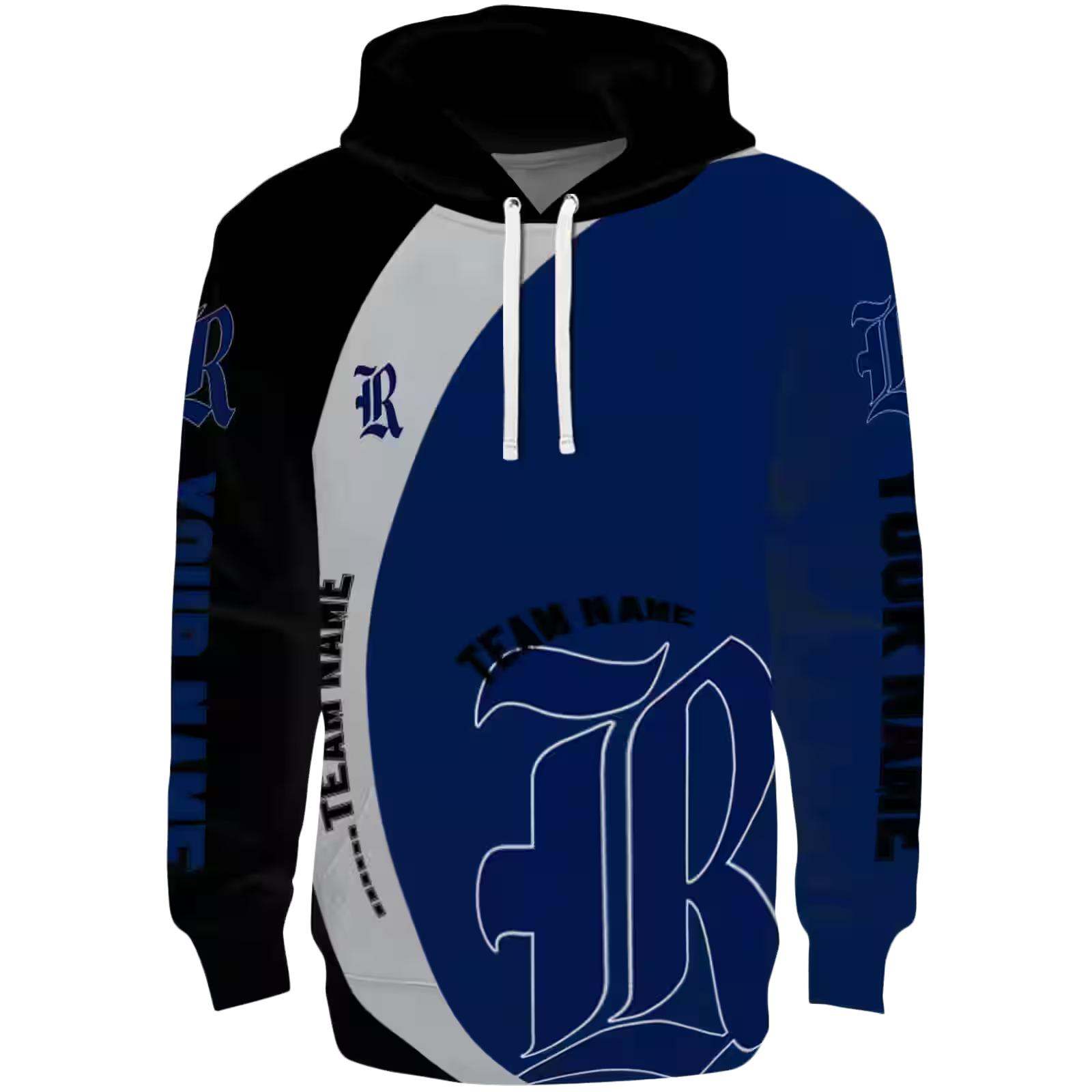 Customized Rice Owls Minimalist Design Navy Blue Black Hoodie