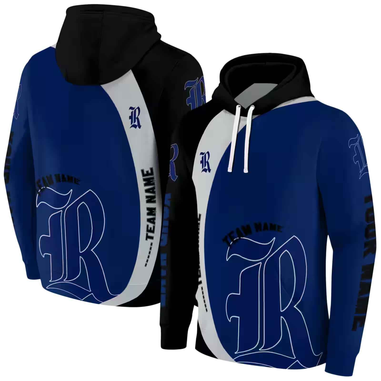 customized rice owls minimalist design navy blue black hoodie fashion forward