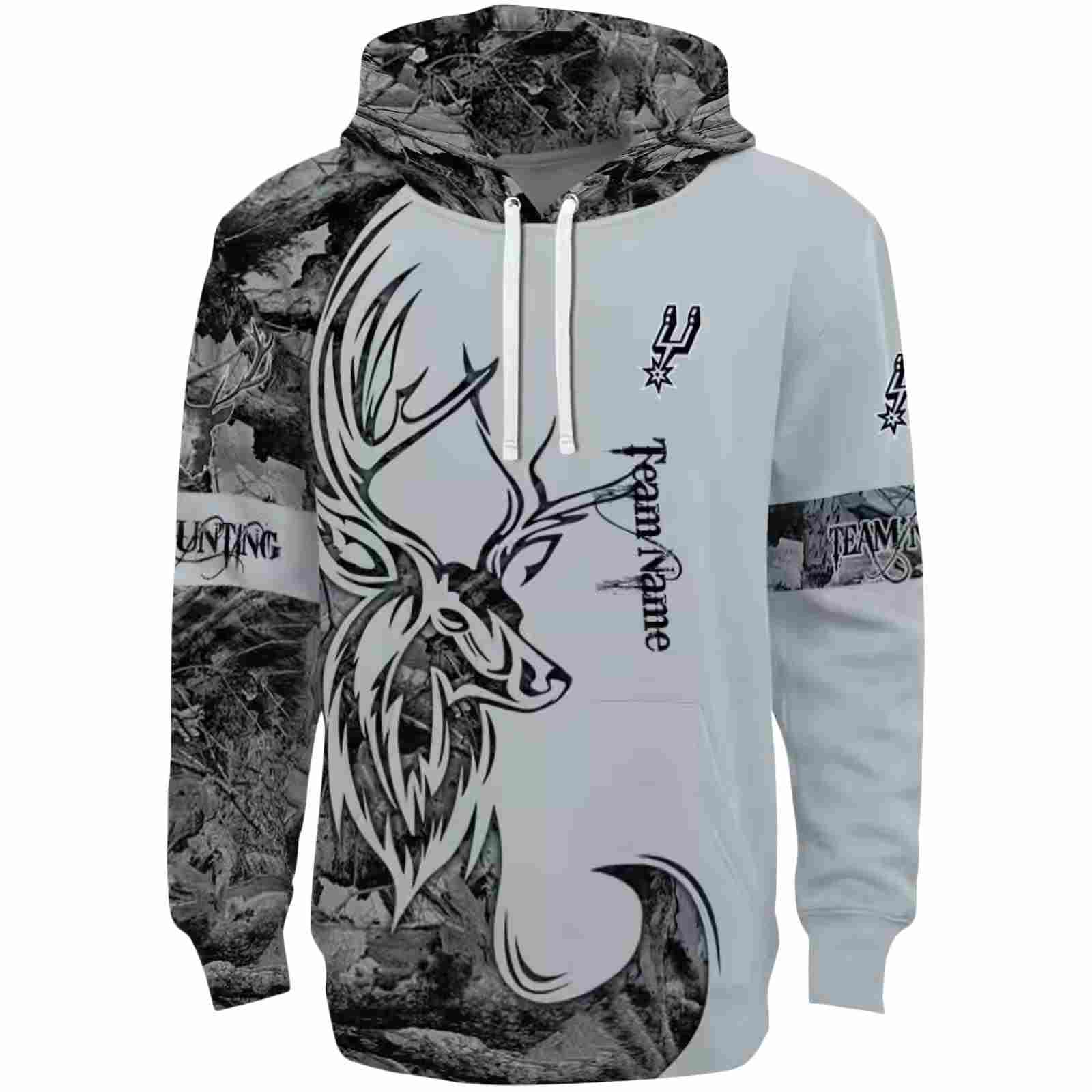 Customized San Antonio Spurs Deer Silhouette Silver Hoodie