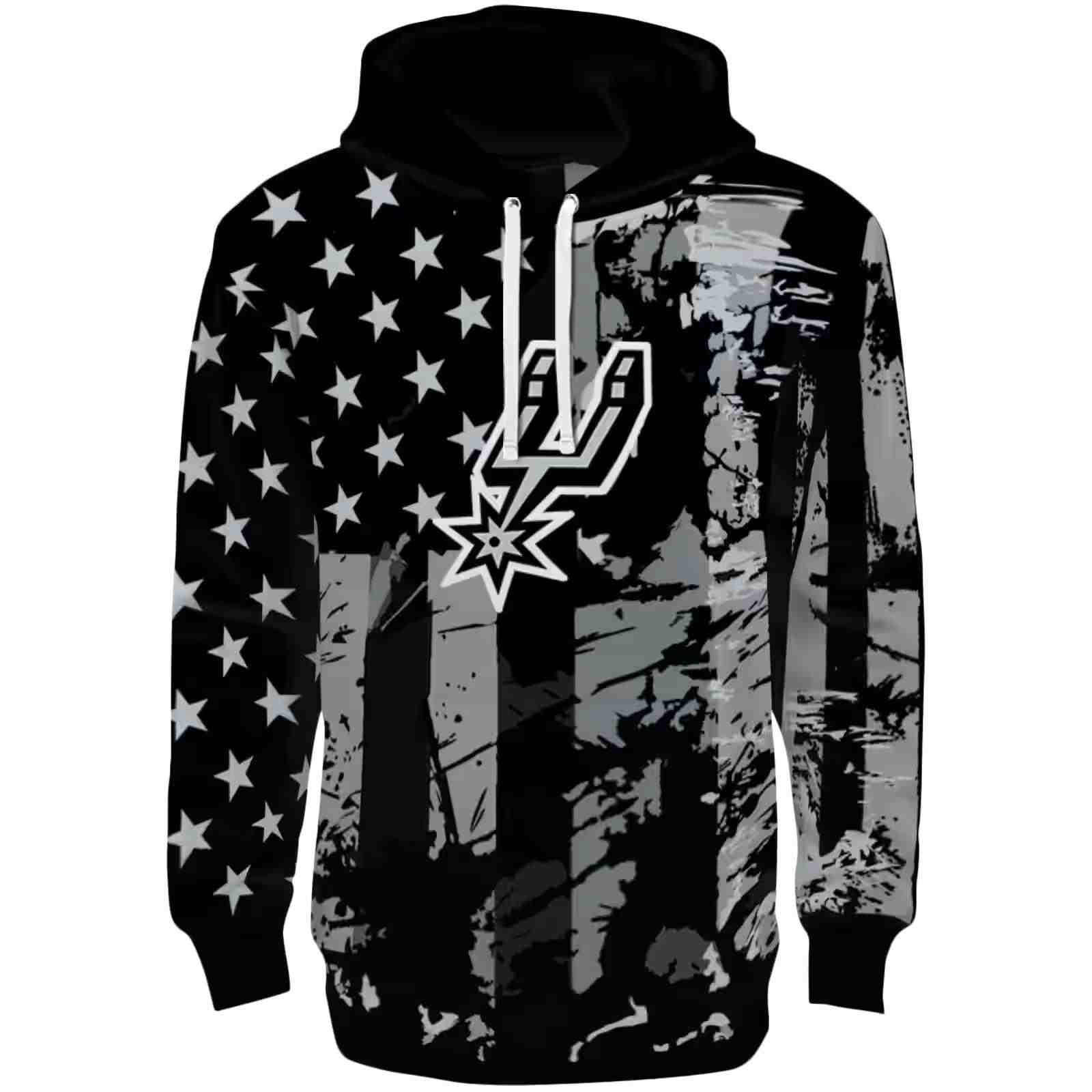 Customized San Antonio Spurs Distressed Flag Silver Black Hoodie