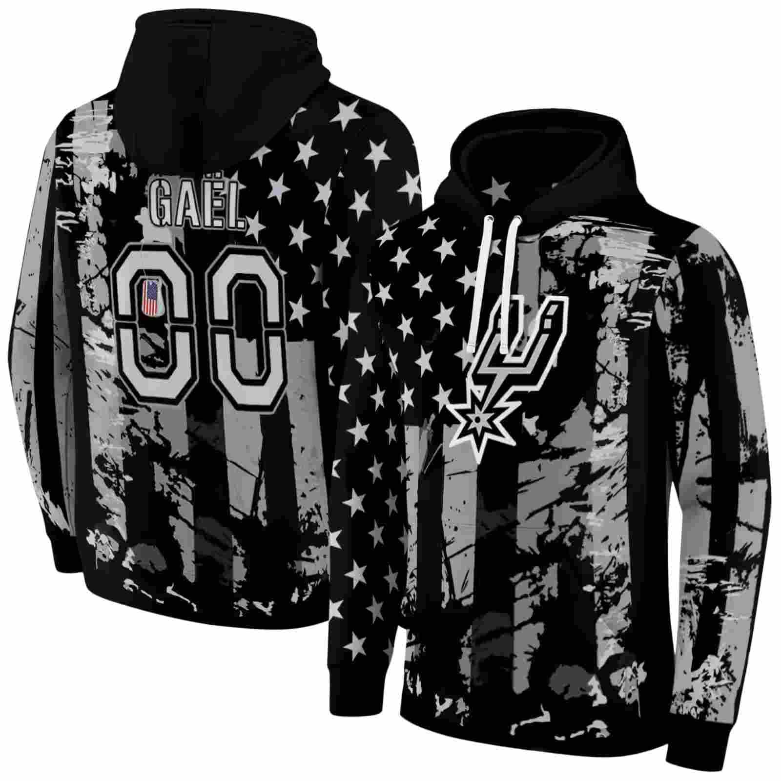 customized san antonio spurs distressed flag silver black hoodie fashion forward