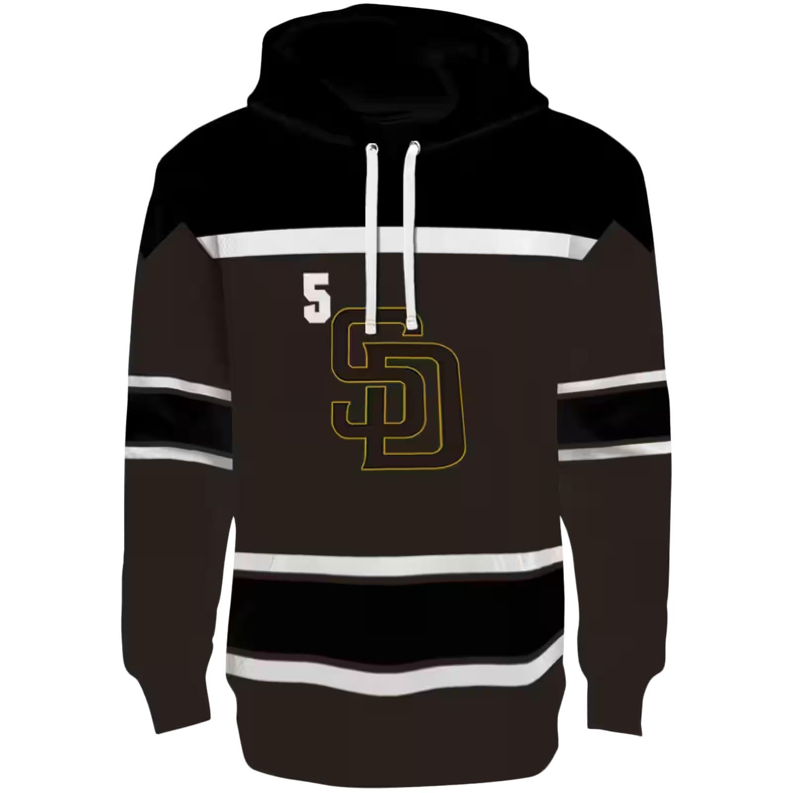 Customized San Diego Padres Striped Pattern Brown Hoodie