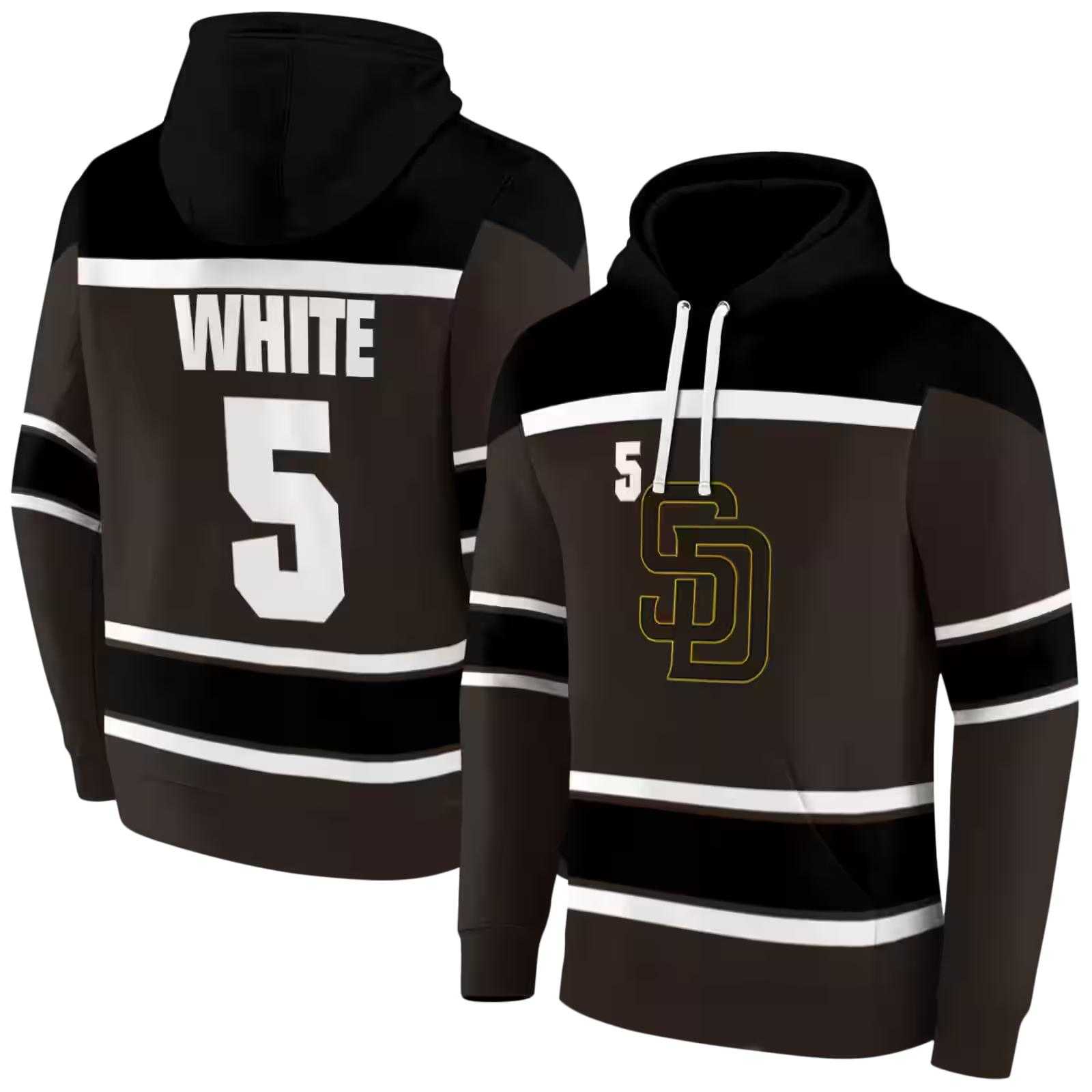 customized san diego padres striped pattern brown hoodie fashion forward