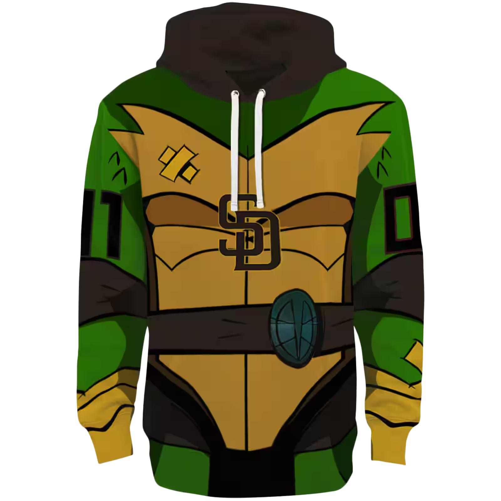 Customized San Diego Padres Superhero Armor Brown Green Hoodie