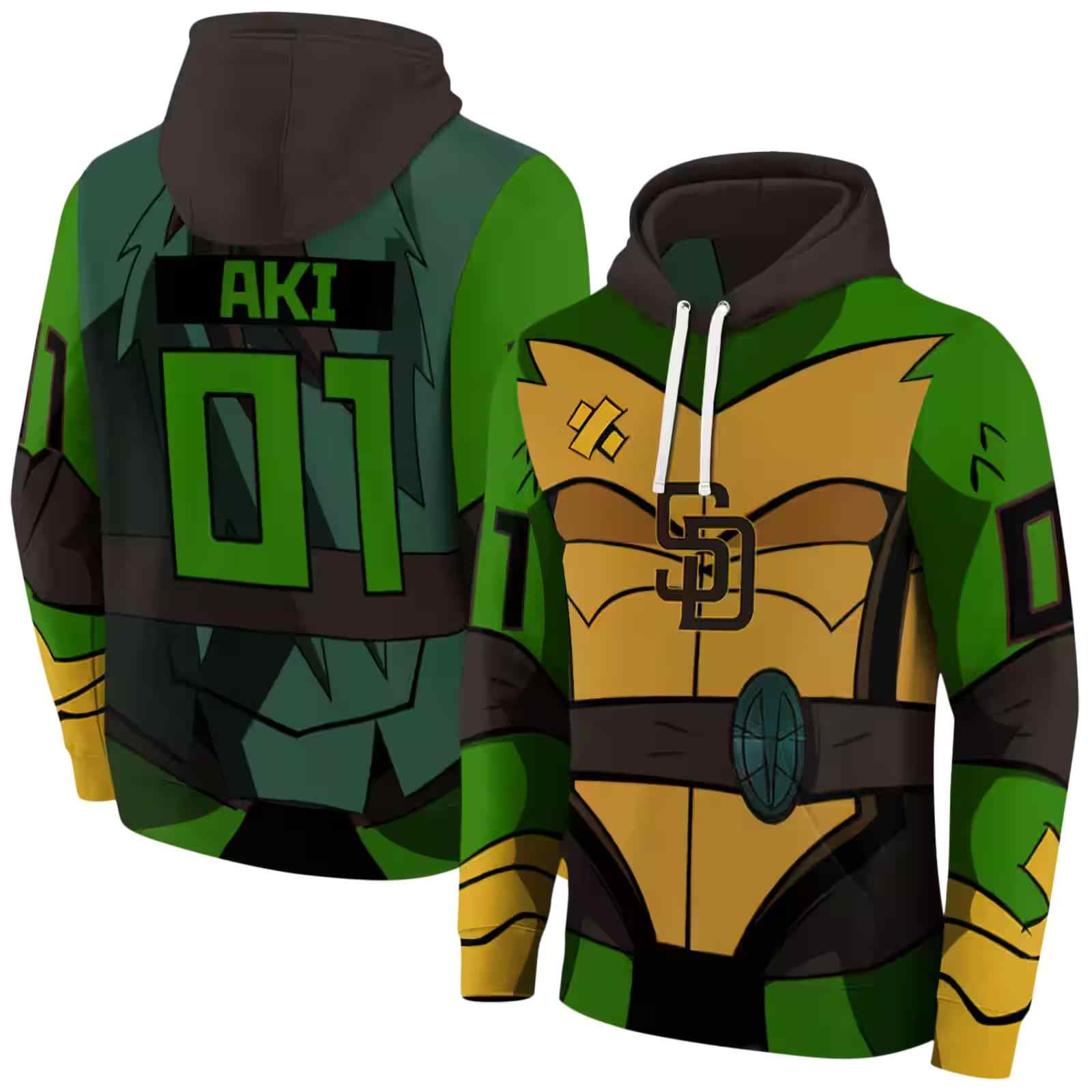 customized san diego padres superhero armor brown green hoodie fashion forward