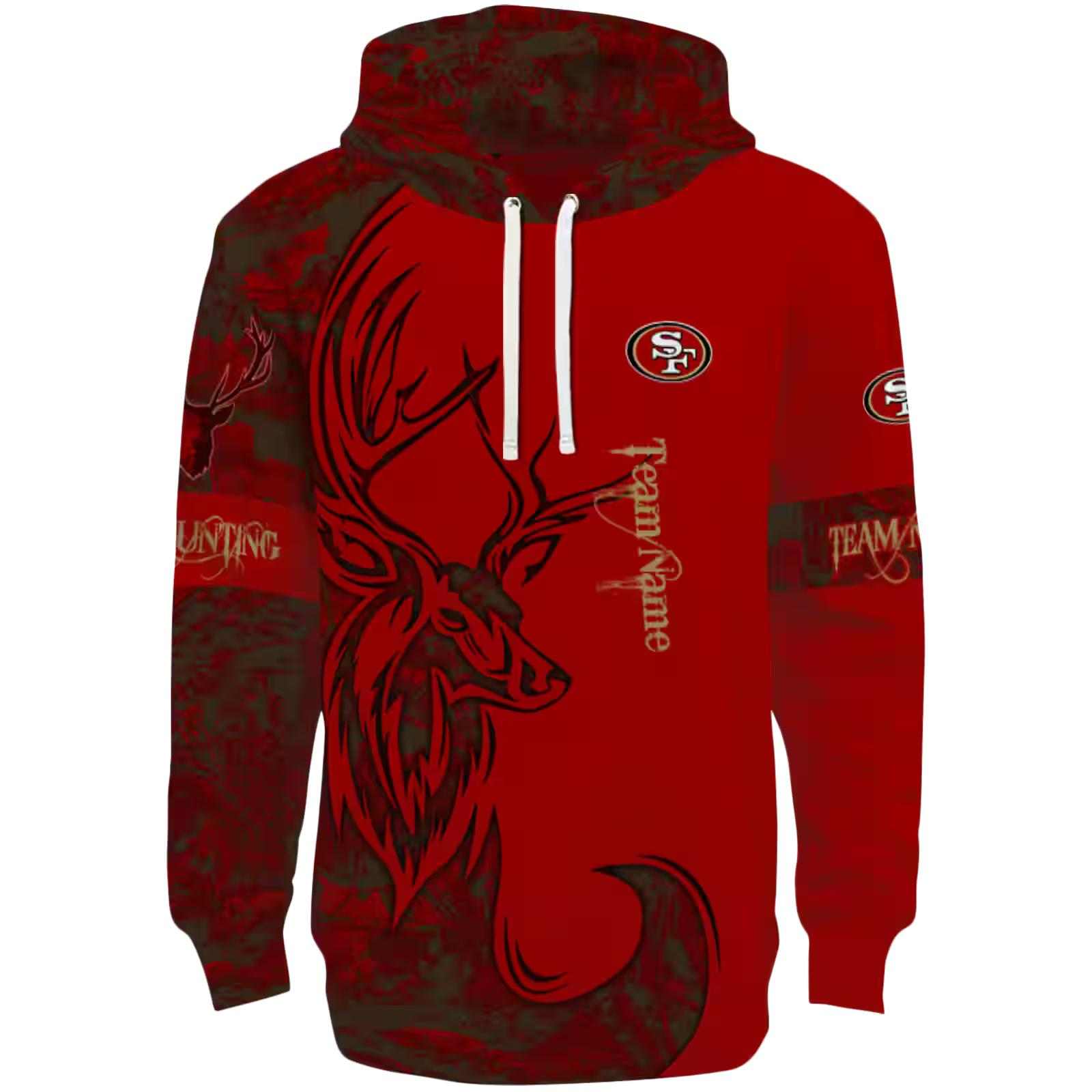 Customized San Francisco 49ers Deer Silhouette Red Hoodie