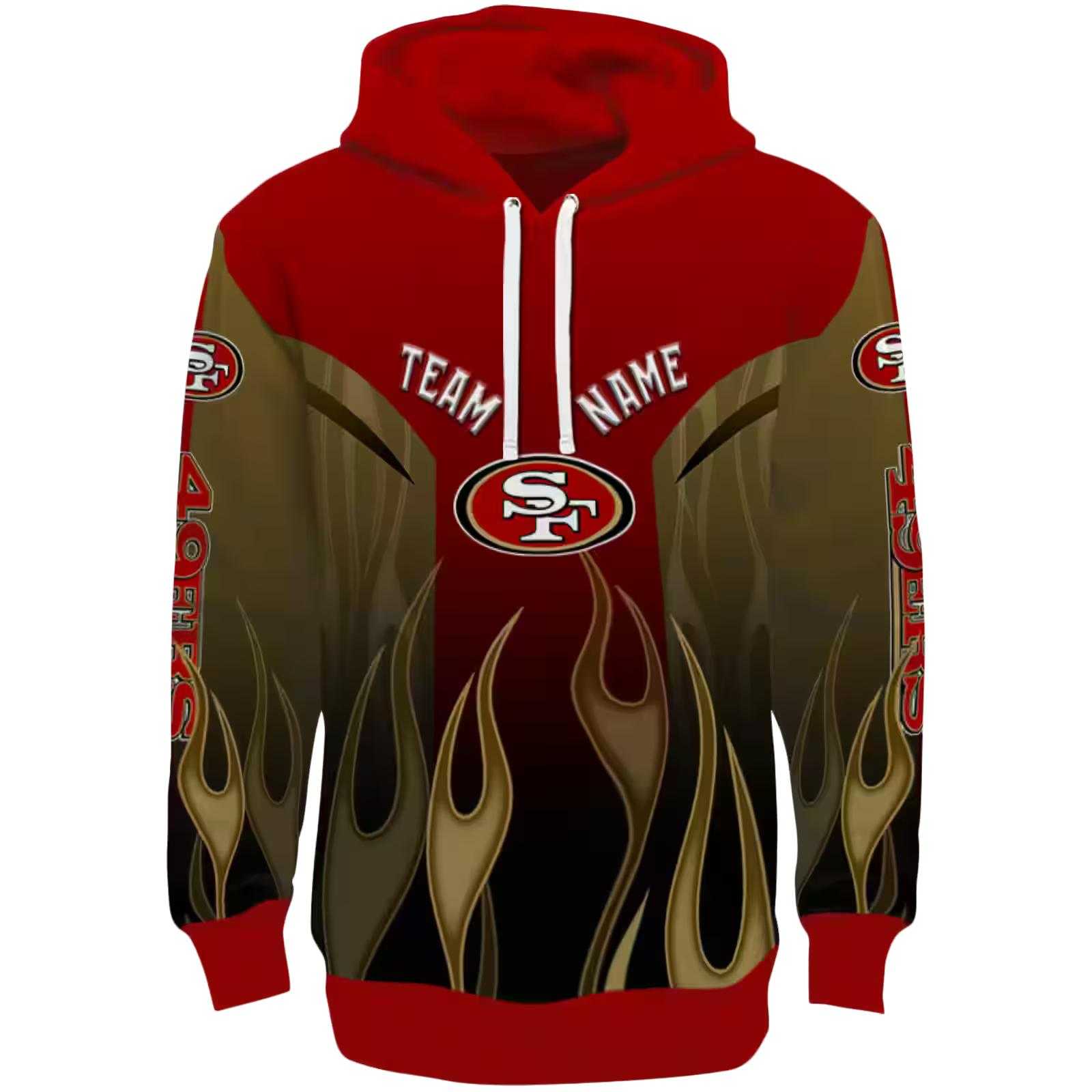 Customized San Francisco 49ers Flame Design Red Hoodie