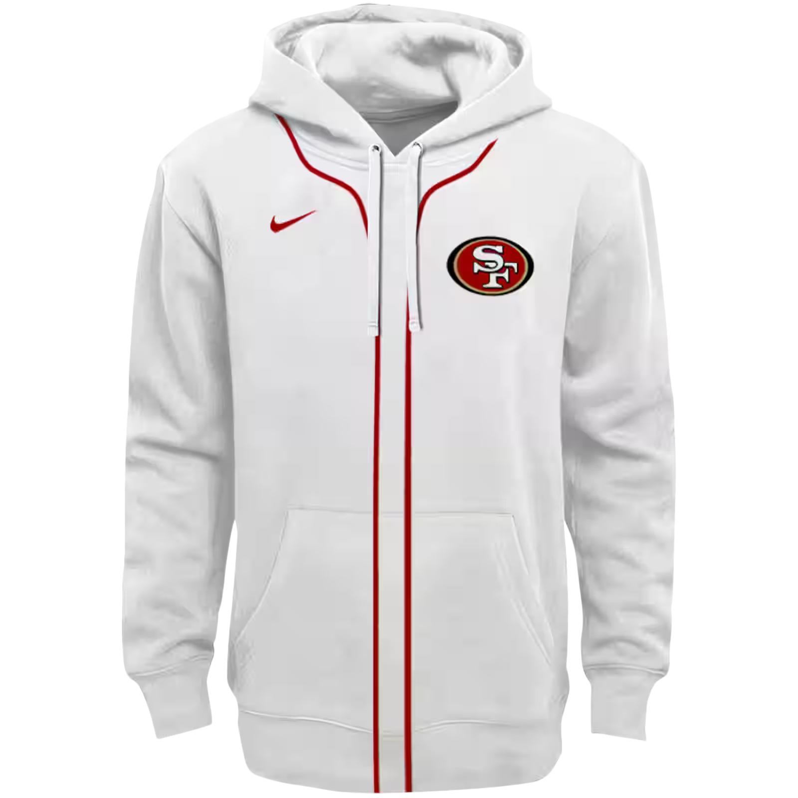 Customized San Francisco 49ers Sporty Stripe White Hoodie