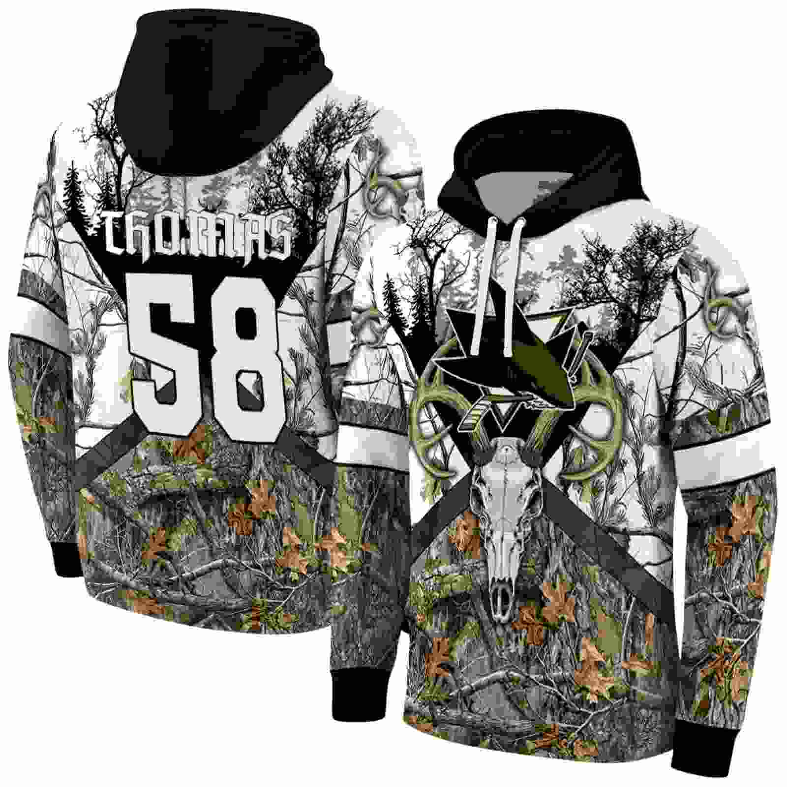 customized san jose sharks forest silhouette hoodie fashion forward