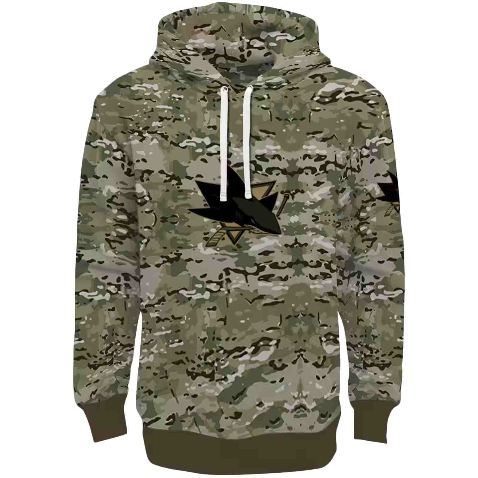 Customized San Jose Sharks Military Style Hoodie