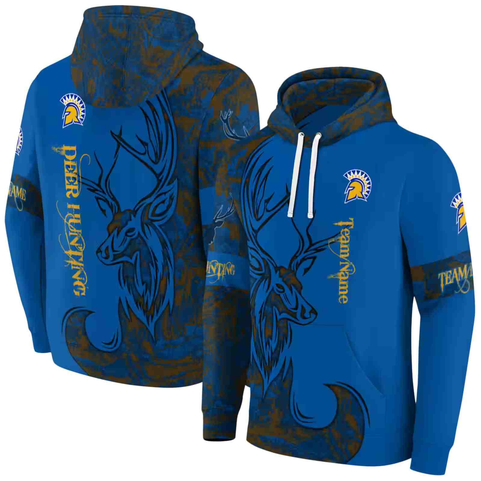 customized san jose state spartans deer silhouette blue hoodie fashion forward