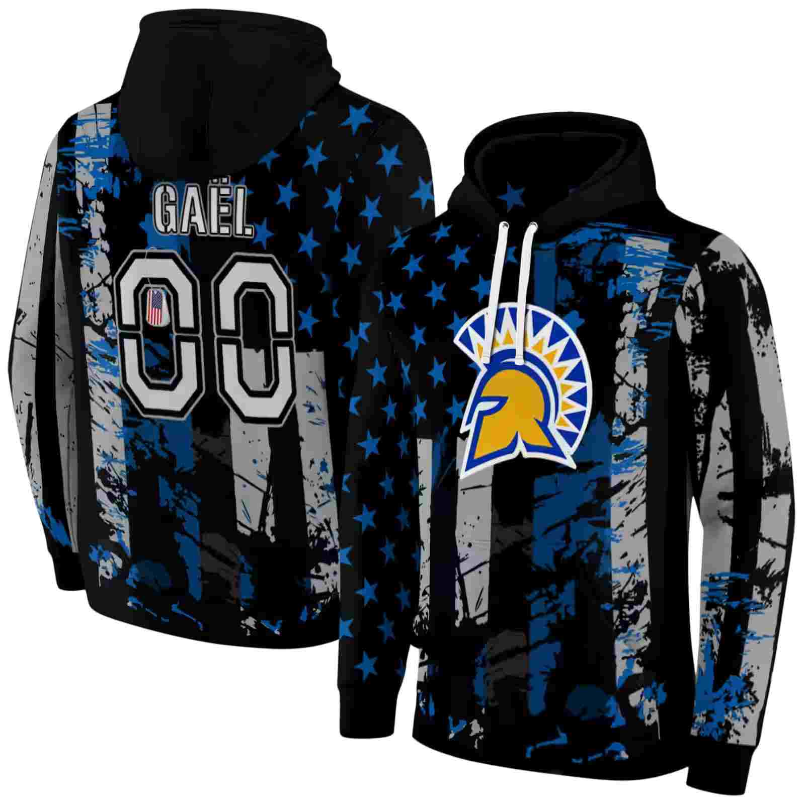 customized san jose state spartans distressed flag blue black hoodie fashion forward