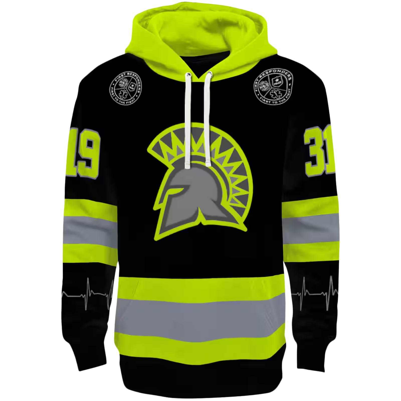 Customized San Jose State Spartans Safety Motif Black Neon Green Hoodie