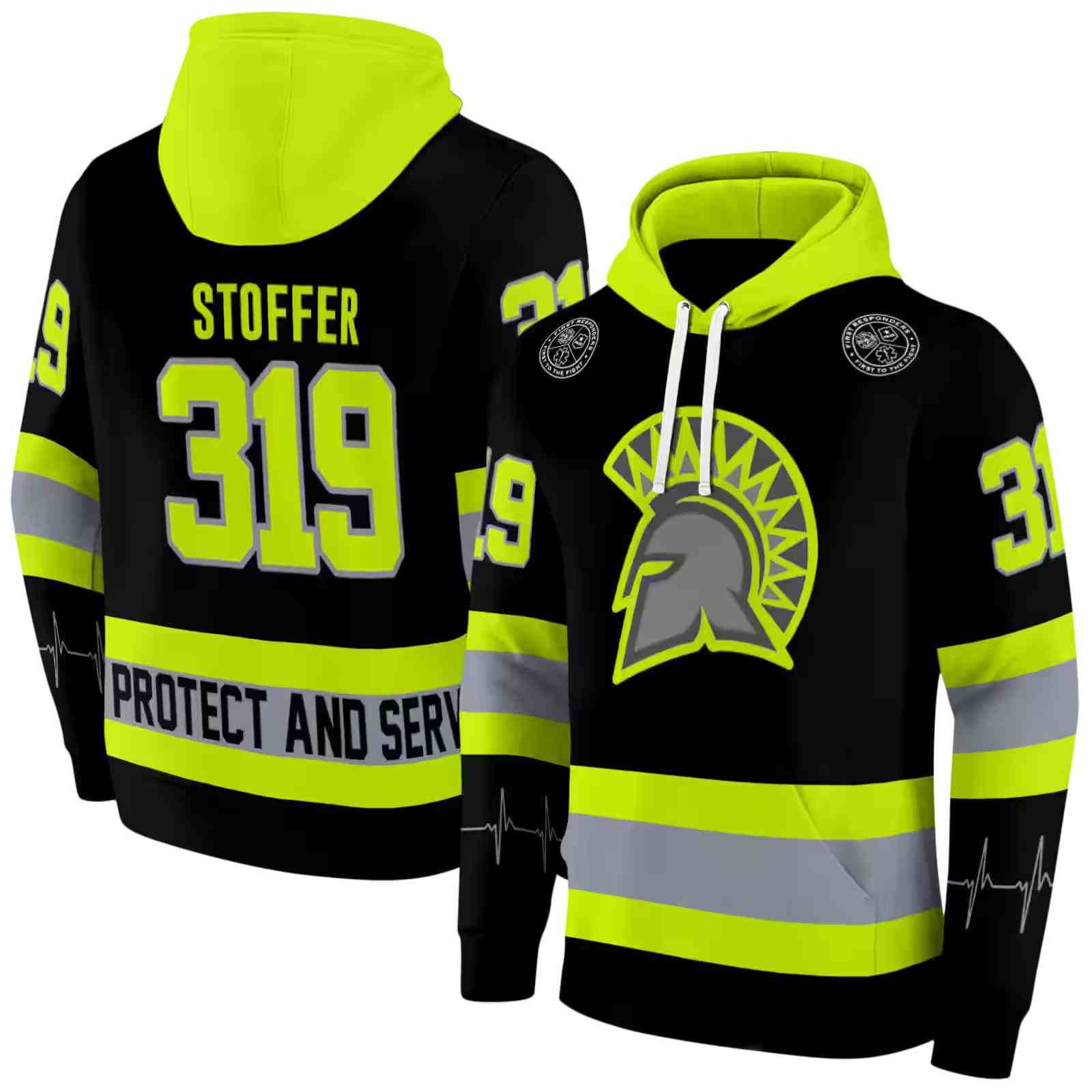 customized san jose state spartans safety motif black neon green hoodie fashion forward