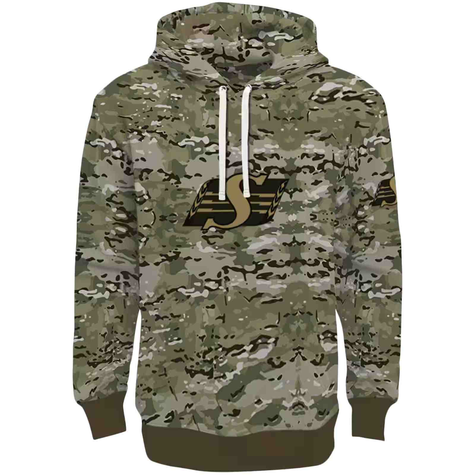 Customized Saskatchewan Roughriders Military Style Hoodie