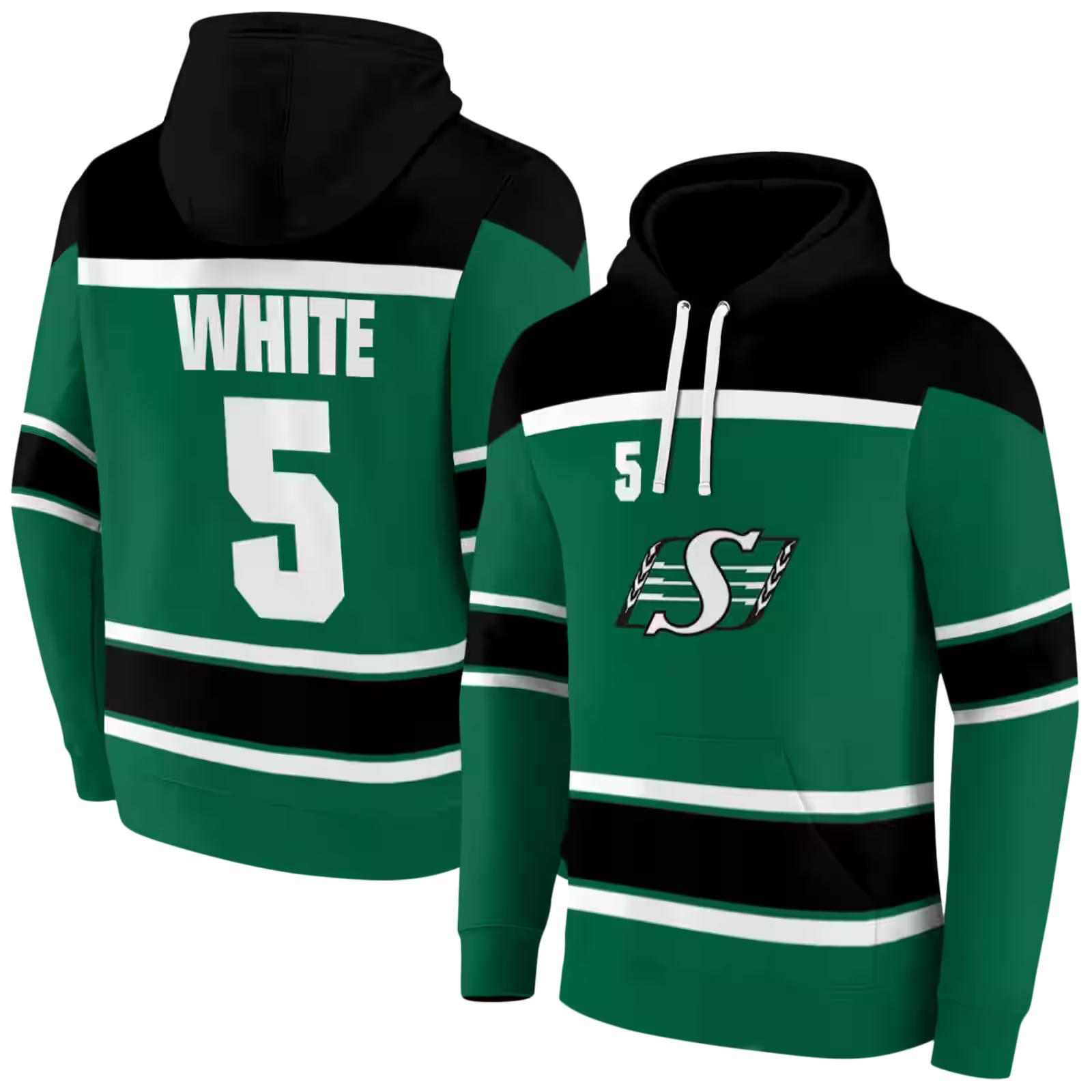 customized saskatchewan roughriders striped pattern green hoodie fashion forward