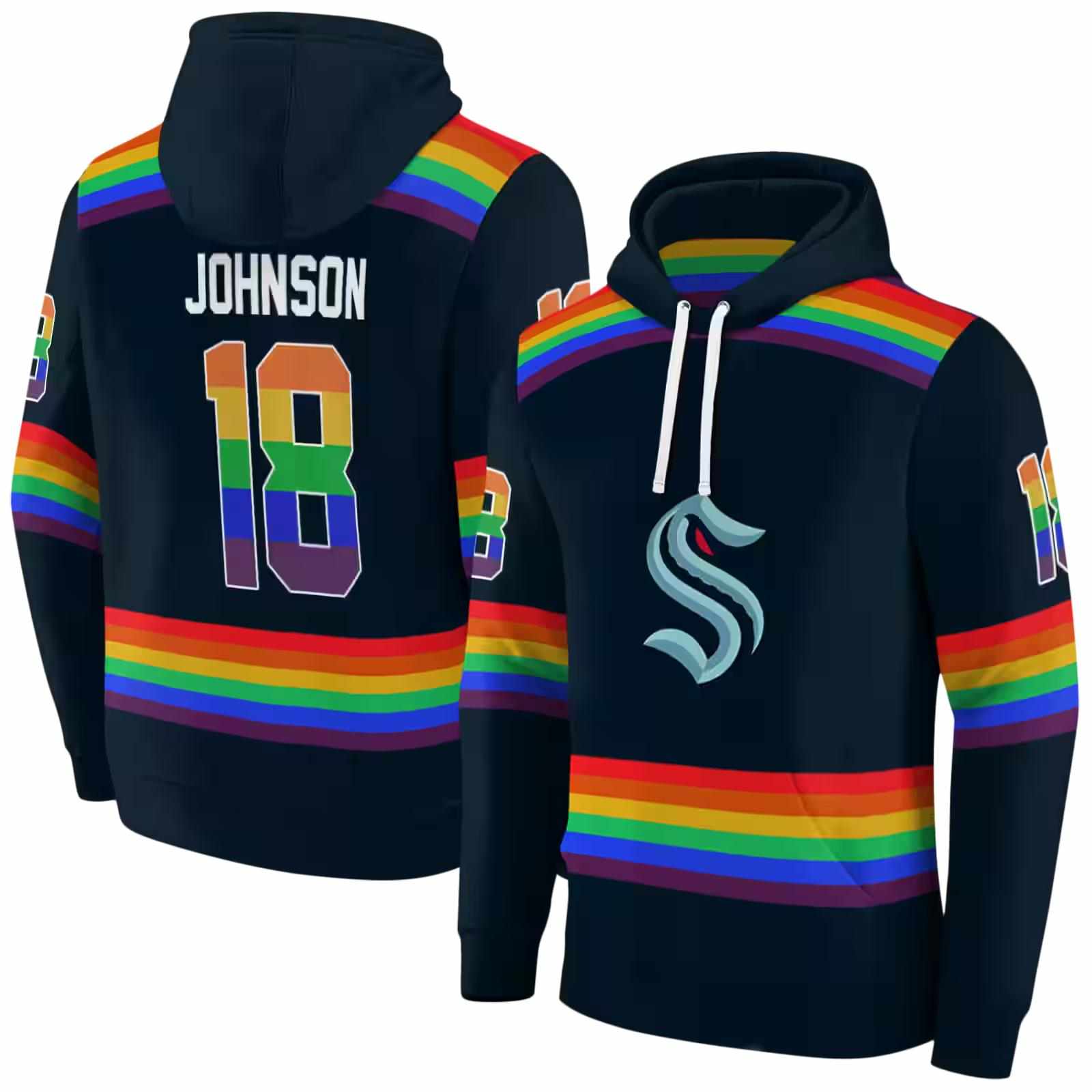 customized seattle kraken rainbow stripes blue hoodie fashion forward