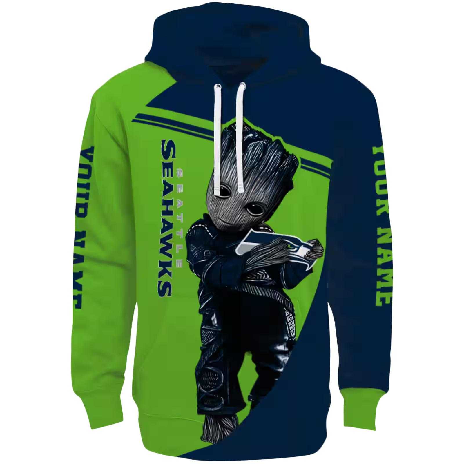 Customized Seattle Seahawks Groot Blue Hoodie