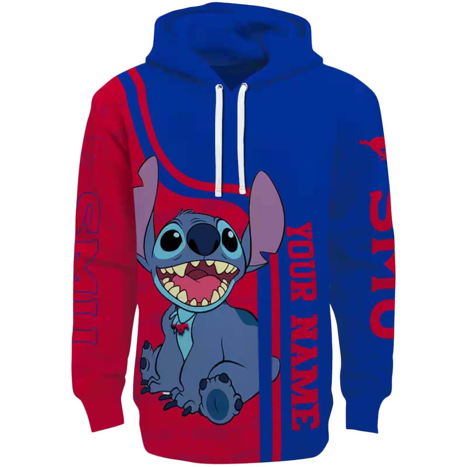 Customized SMU Mustangs Stitch Blue Hoodie