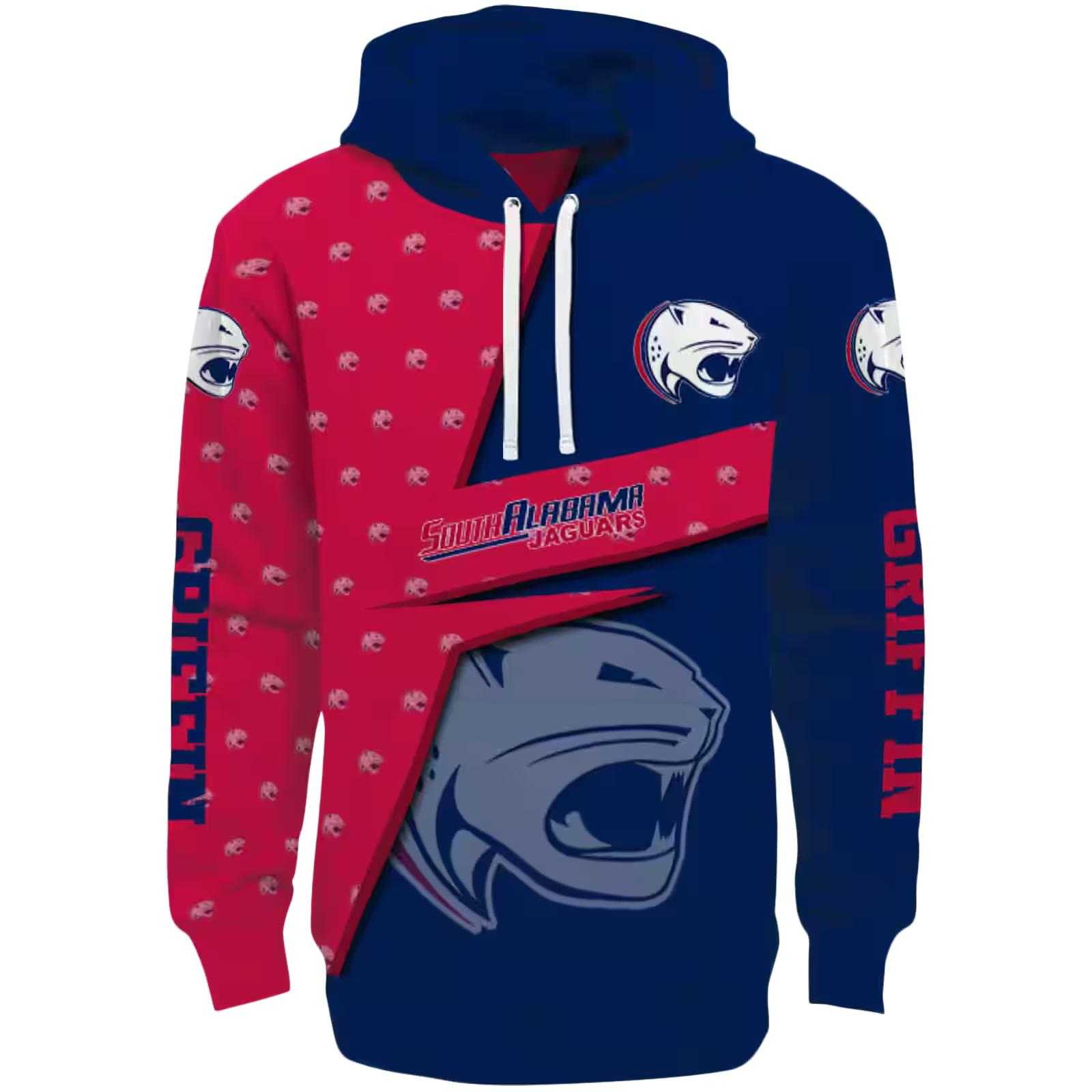 Customized South Alabama Jaguars Abstract Shape Blue Hoodie