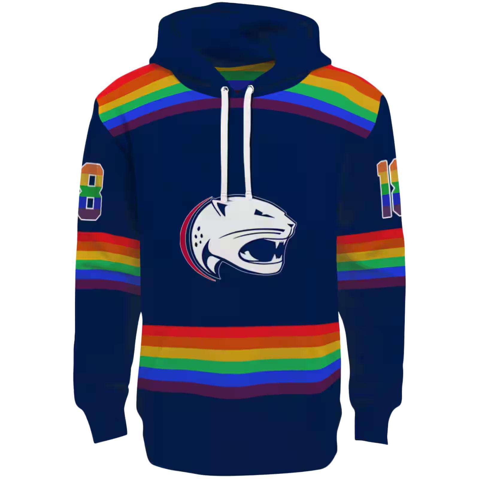 Customized South Alabama Jaguars Rainbow Stripes Blue Hoodie