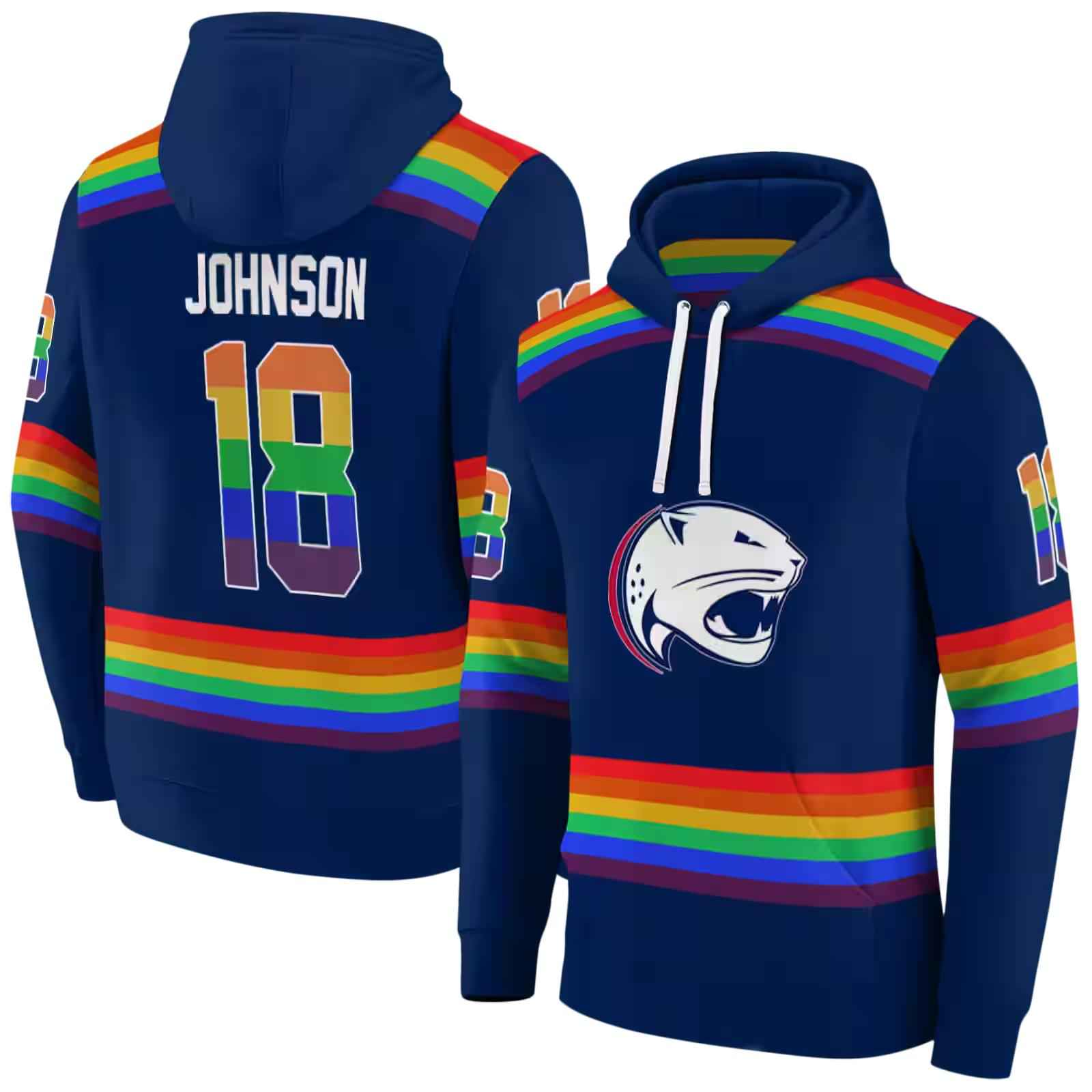 customized south alabama jaguars rainbow stripes blue hoodie fashion forward