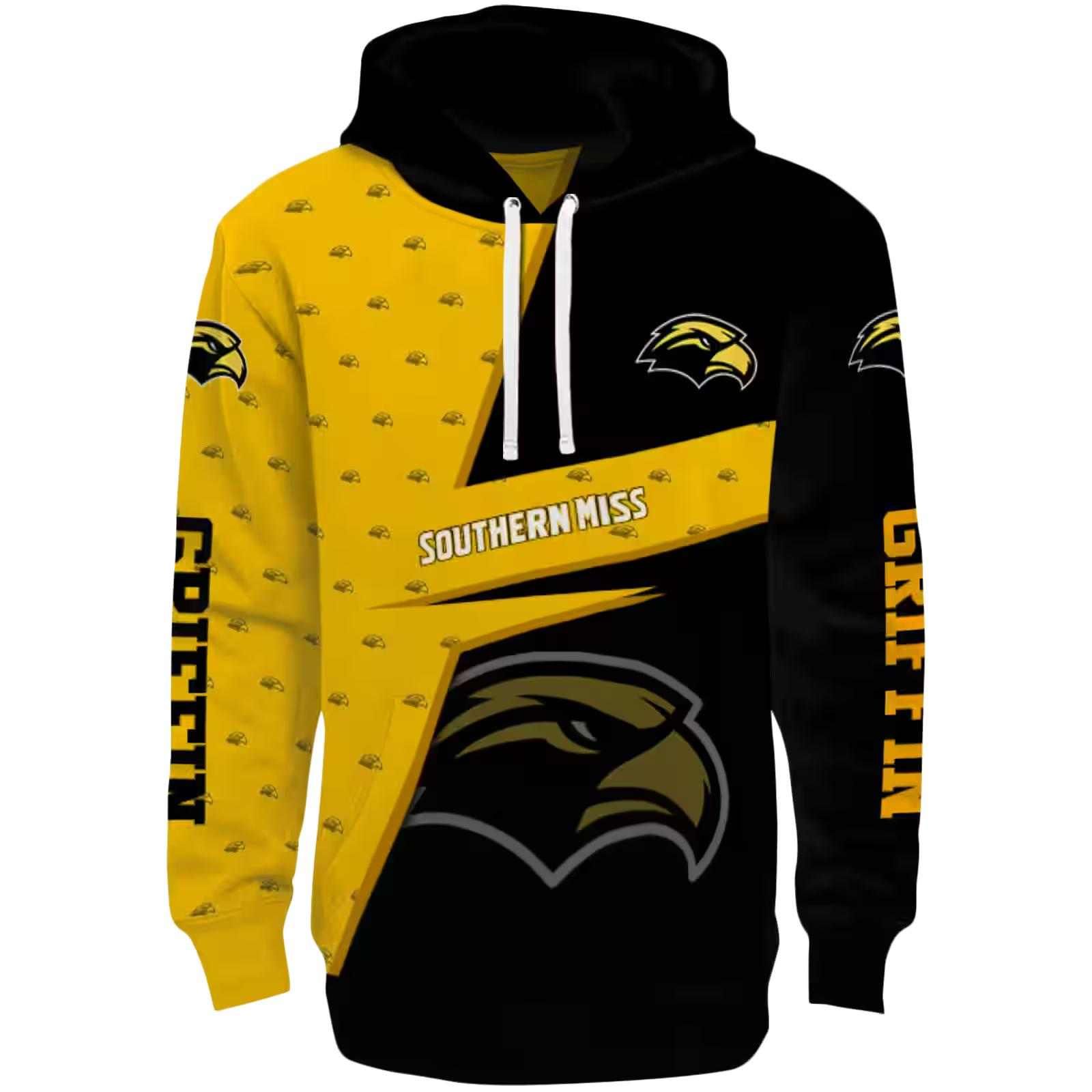 Customized Southern Miss Golden Eagles Abstract Shape Black Hoodie