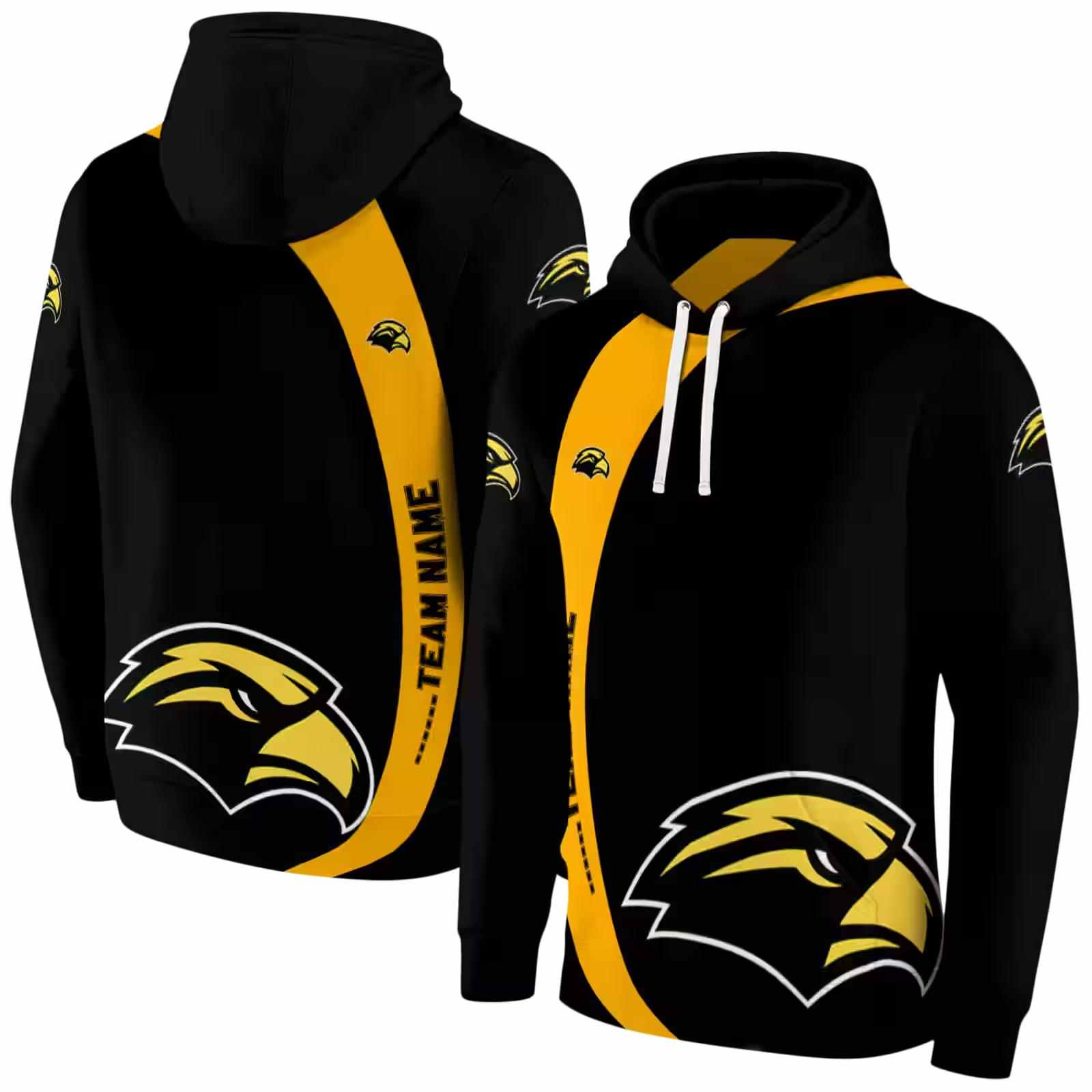 customized southern miss golden eagles minimalist design black hoodie fashion forward