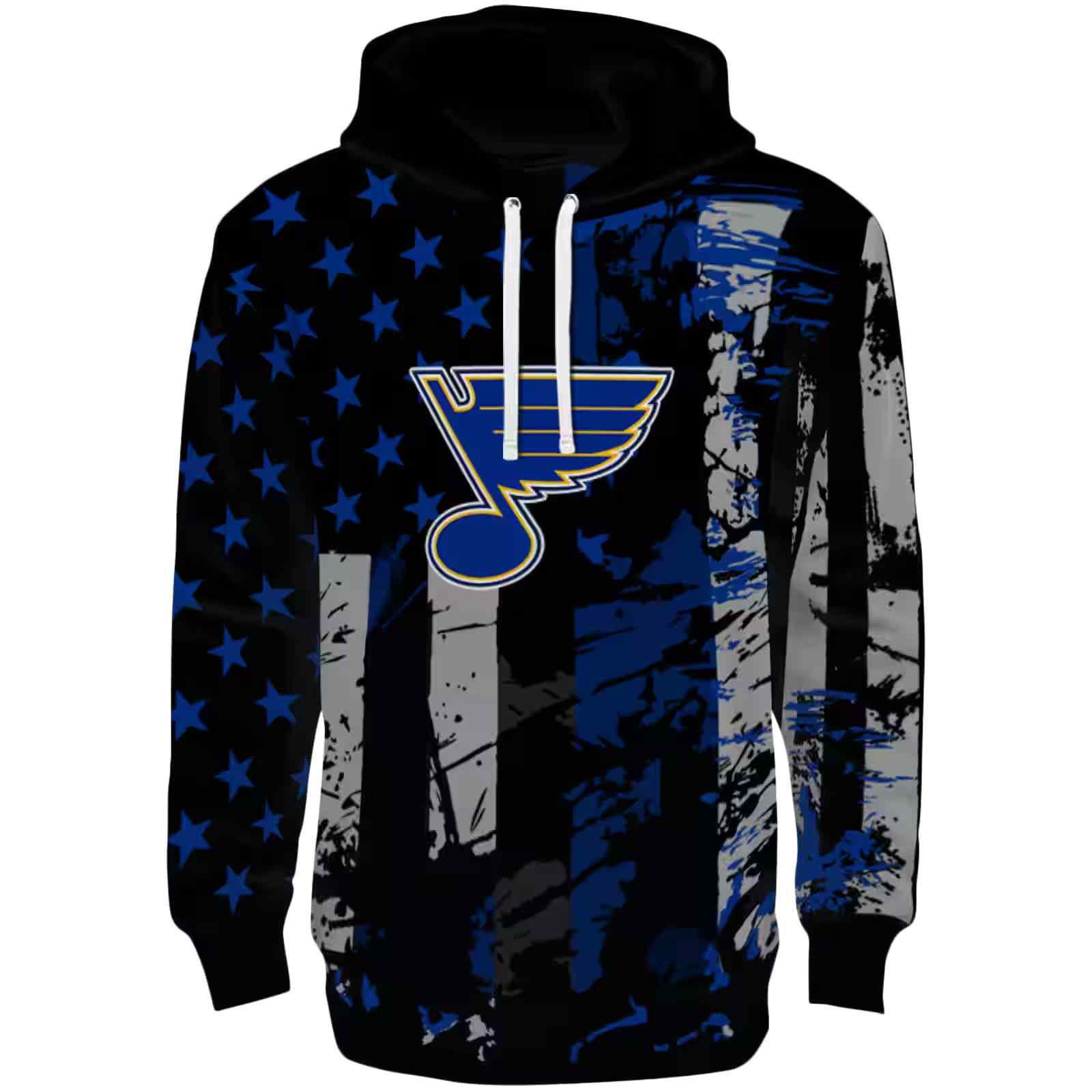 Customized St. Louis Blues Distressed Flag Blue Black Hoodie