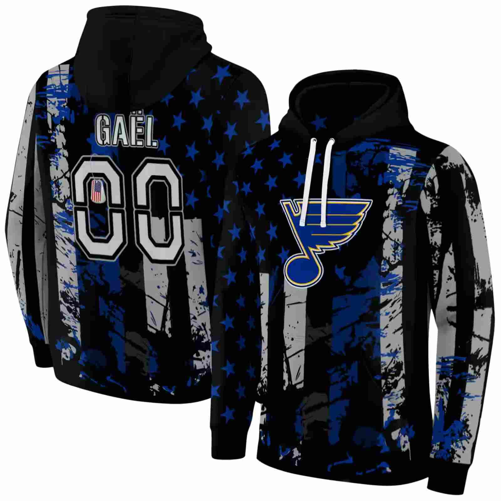 customized st louis blues distressed flag blue black hoodie fashion forward