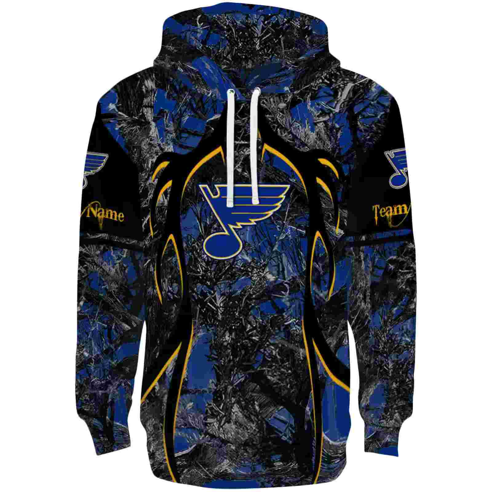 Customized St. Louis Blues Hunting Theme Blue Black Hoodie